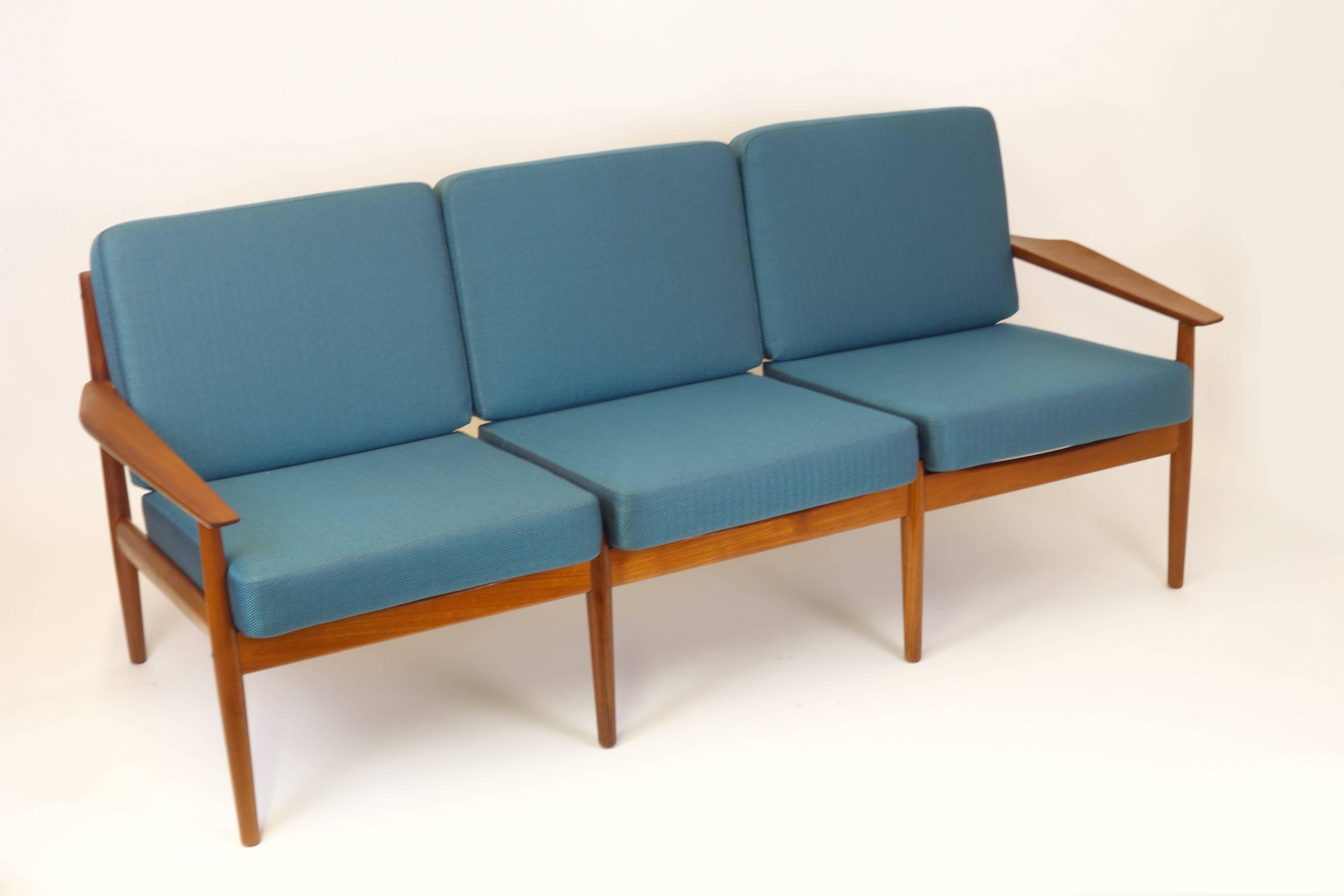 Sofa Set and Coffee Table Attributed to Grete Jalk, Teakwood, Brown, Armchairs 9