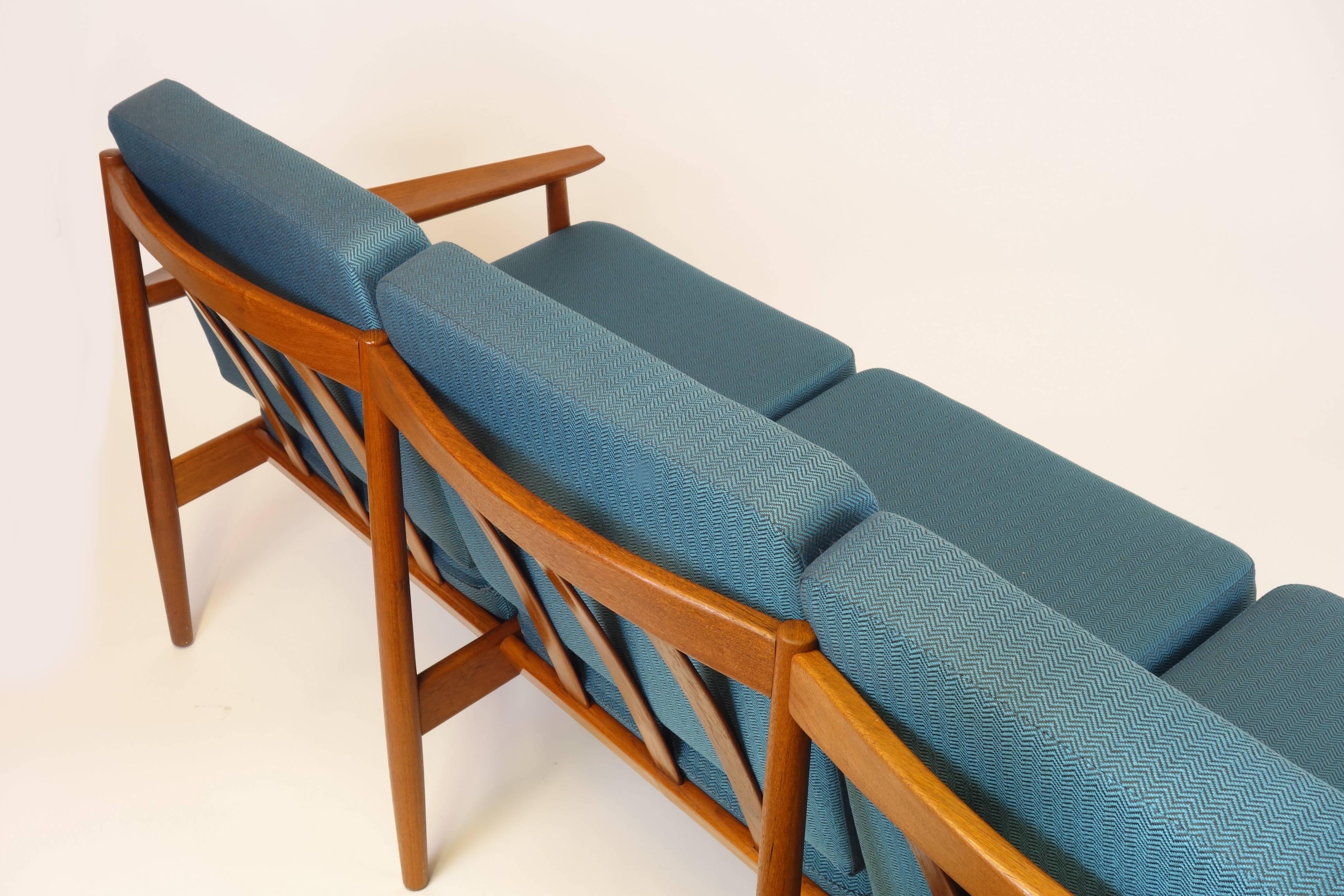 Sofa Set and Coffee Table Attributed to Grete Jalk, Teakwood, Brown, Armchairs 11