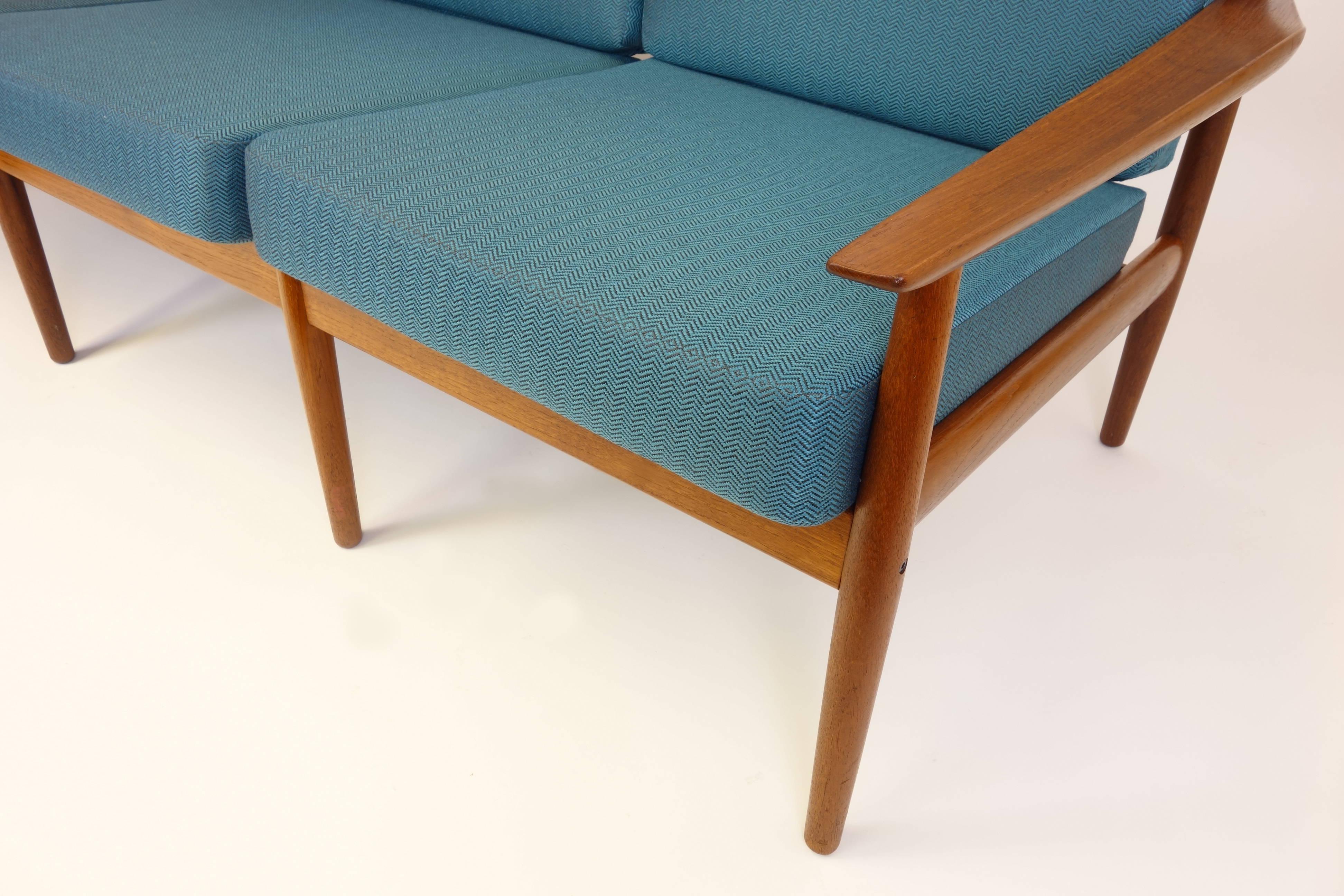 Sofa Set and Coffee Table Attributed to Grete Jalk, Teakwood, Brown, Armchairs 12