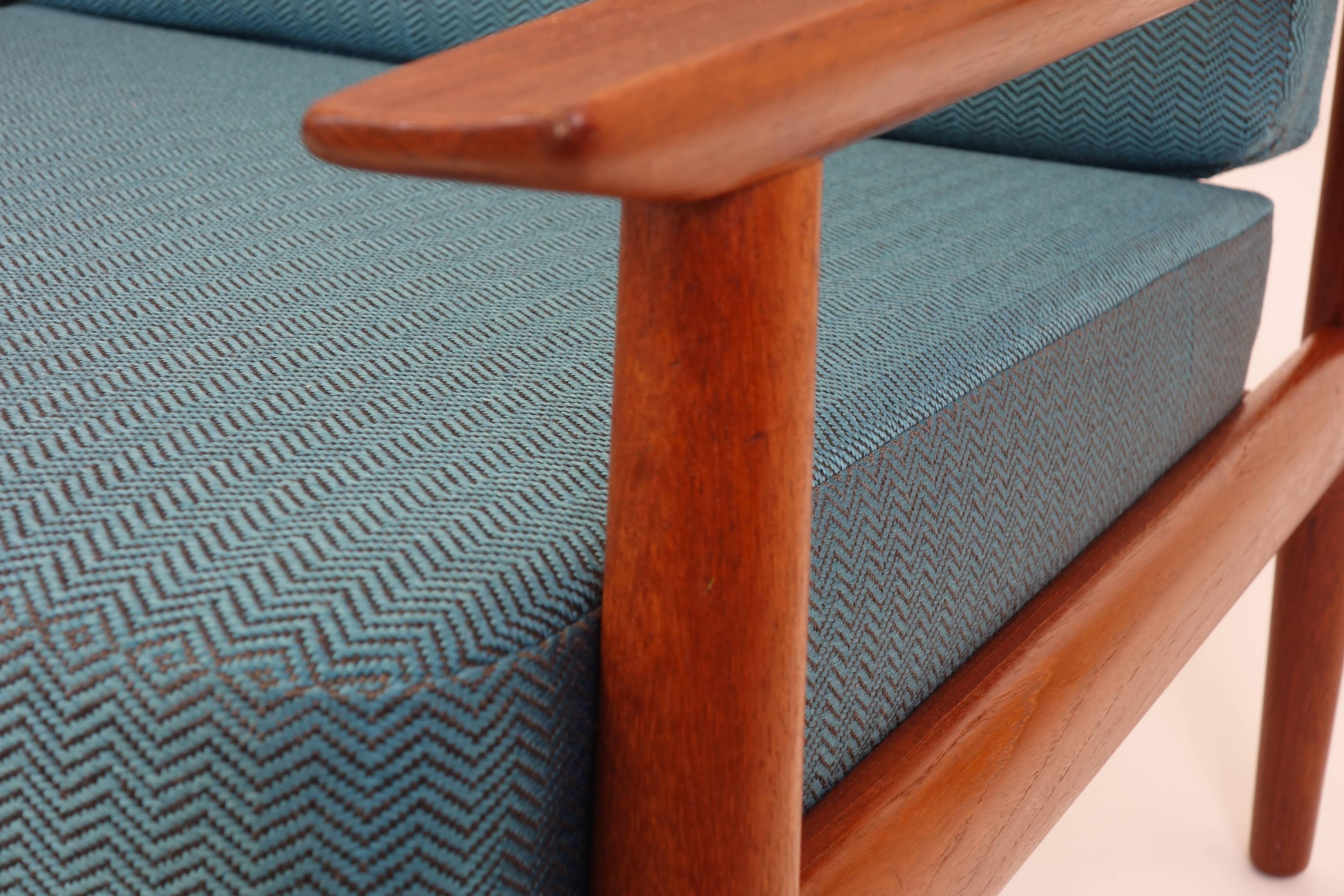 Sofa Set and Coffee Table Attributed to Grete Jalk, Teakwood, Brown, Armchairs 13