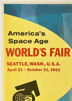 WELTAUSSTELLUNG IN SEATTLE – AMERIKAS RAUMFAHRTZEITALTER 1962 – Original-Reiseplakat aus der Zeit