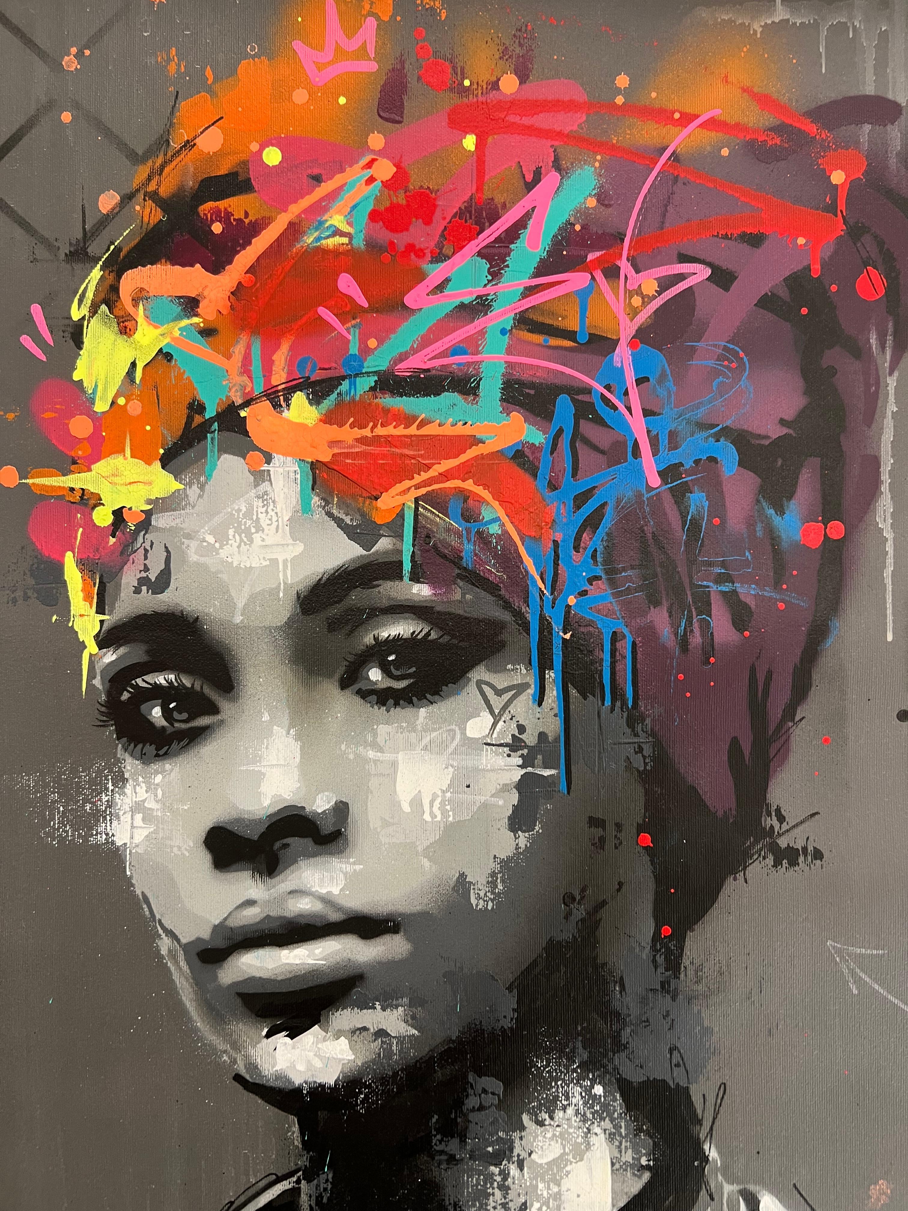 Niamey - Gray Portrait Painting by Seaty