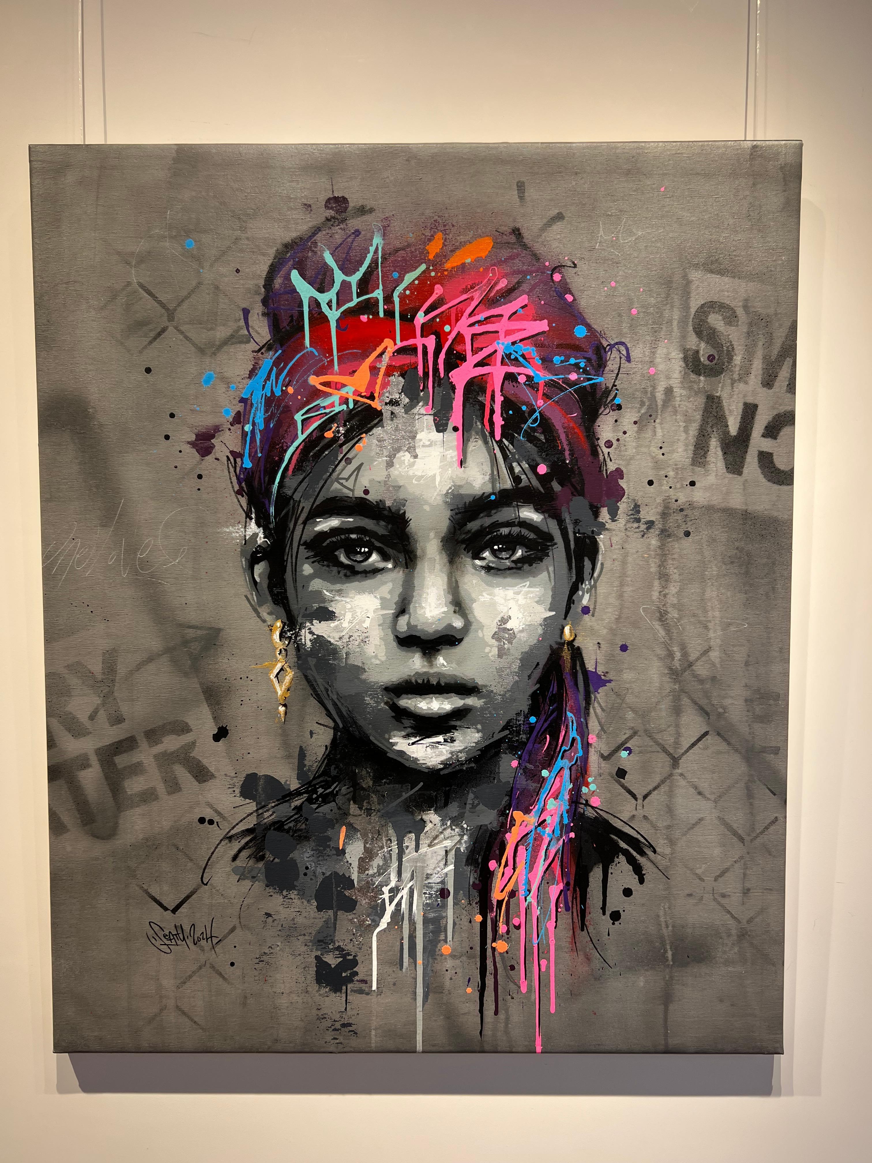 Viana - Gray Portrait Painting by Seaty