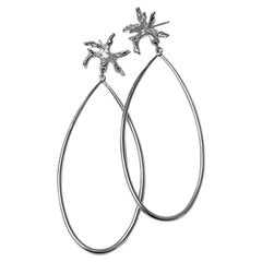 Boucles d'oreilles Seaview en argent sterling pendantes en forme de larme avec clous en corail