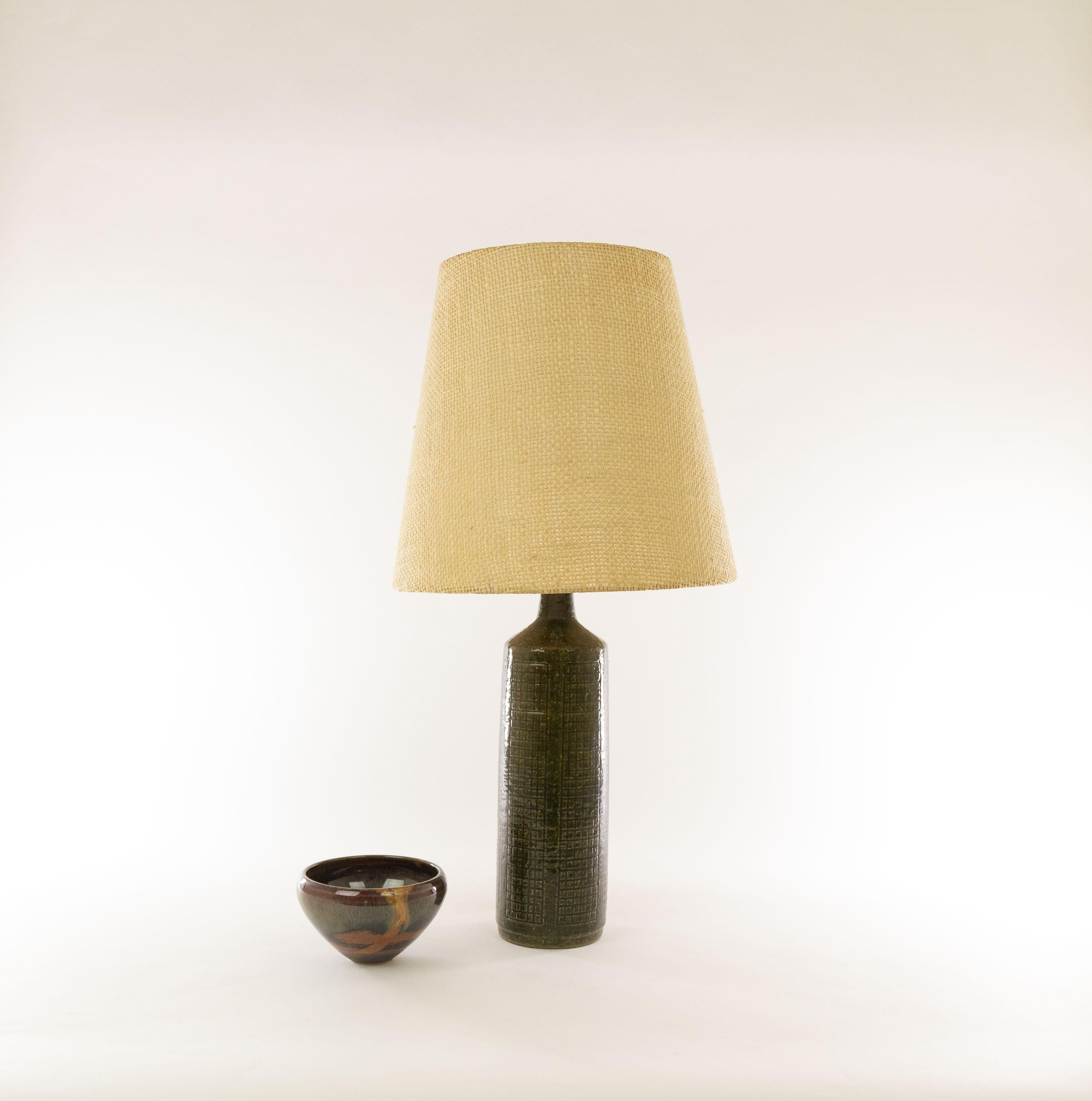 Model DL/27 table lamp made by Annelise and Per Linnemann-Schmidt for Palshus in the 1960s. The colour of one piece is seaweed. This specific DL/27 table lamp is an exceptional large version. The normal height of this model is 33 cm / 13 inch,