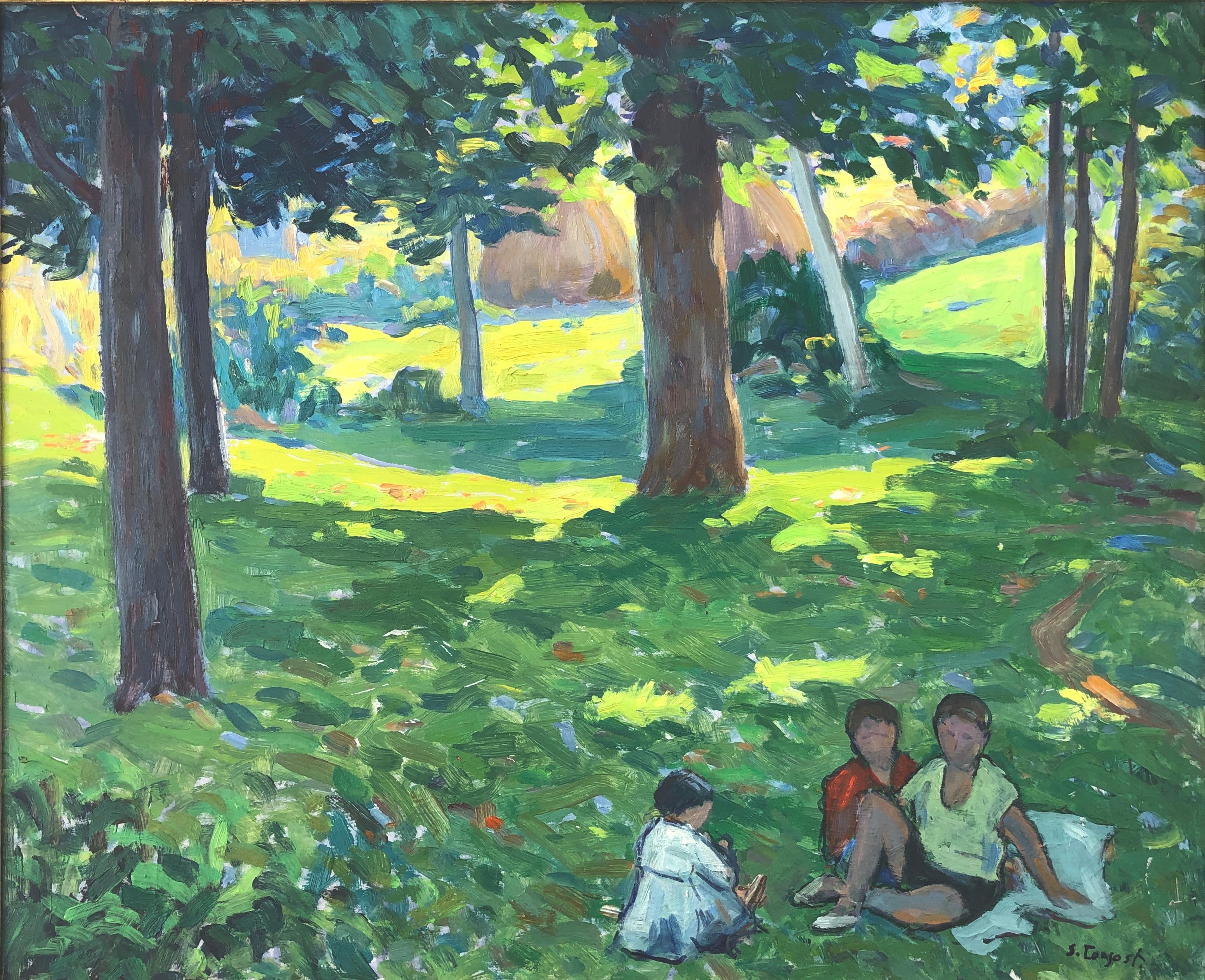 Paesaggio con figure olio su tavola pittura Spagna arte europea