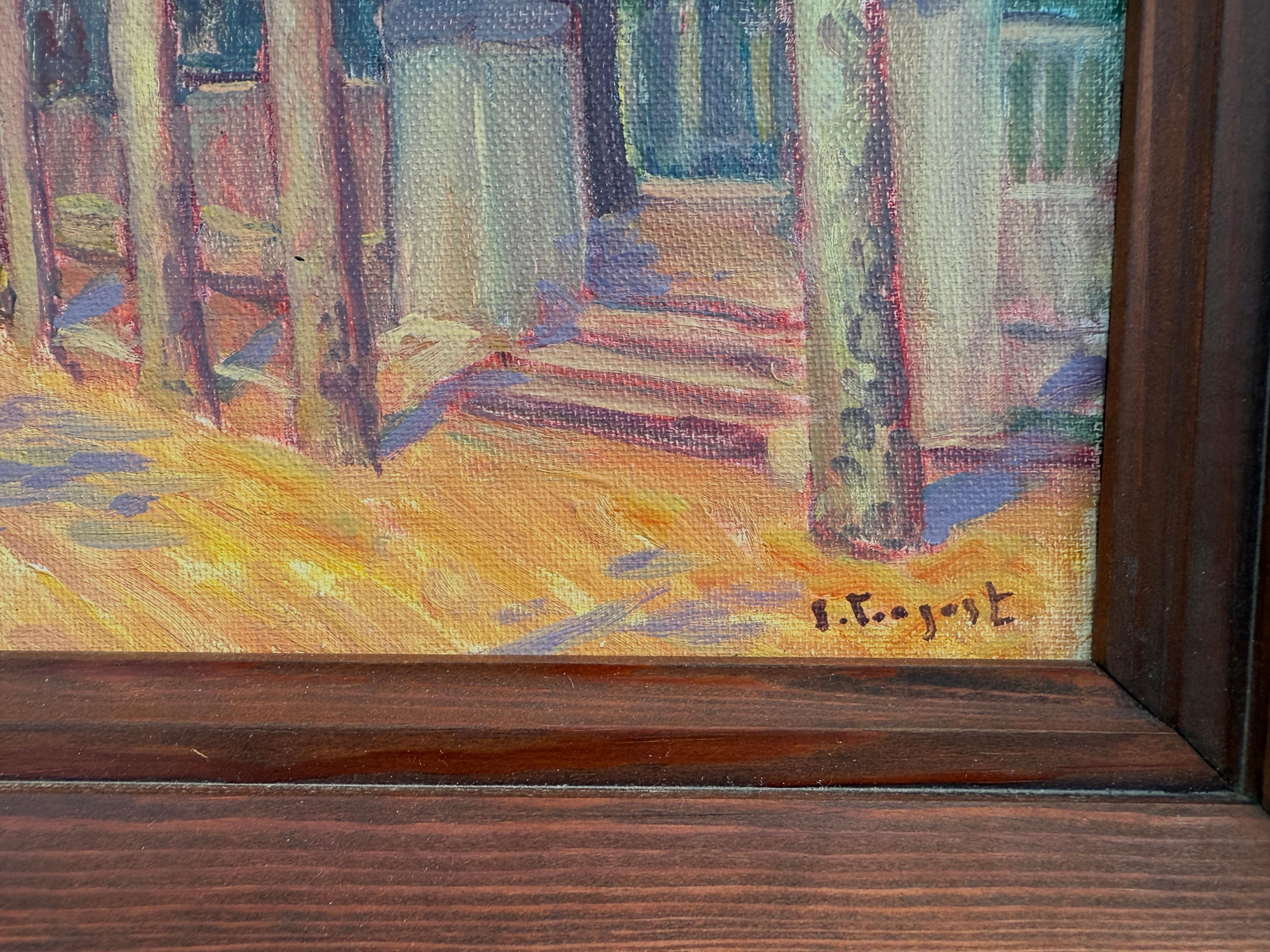 Park in a Catalan City oil painting spanish urbanscape - Post-Impressionist Painting by Sebastia Congost i Pla