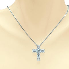 Sebastian Bernards 3.51 Ct, 18 Kt Gold Emerald Cut Diamond Cross Pendant