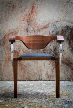 Contemporary Upholstered, Walnut Dining Chair