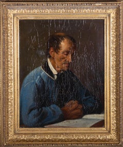 Sebastian Buff (1829-1880) - 1864 Oil, Man Reading