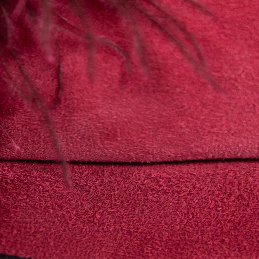 Sebastian Burgundy Suede Feather Trim Heels Size IT 40 For Sale 1