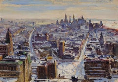 View of Manhattan, early 20th century oil painting of New York City