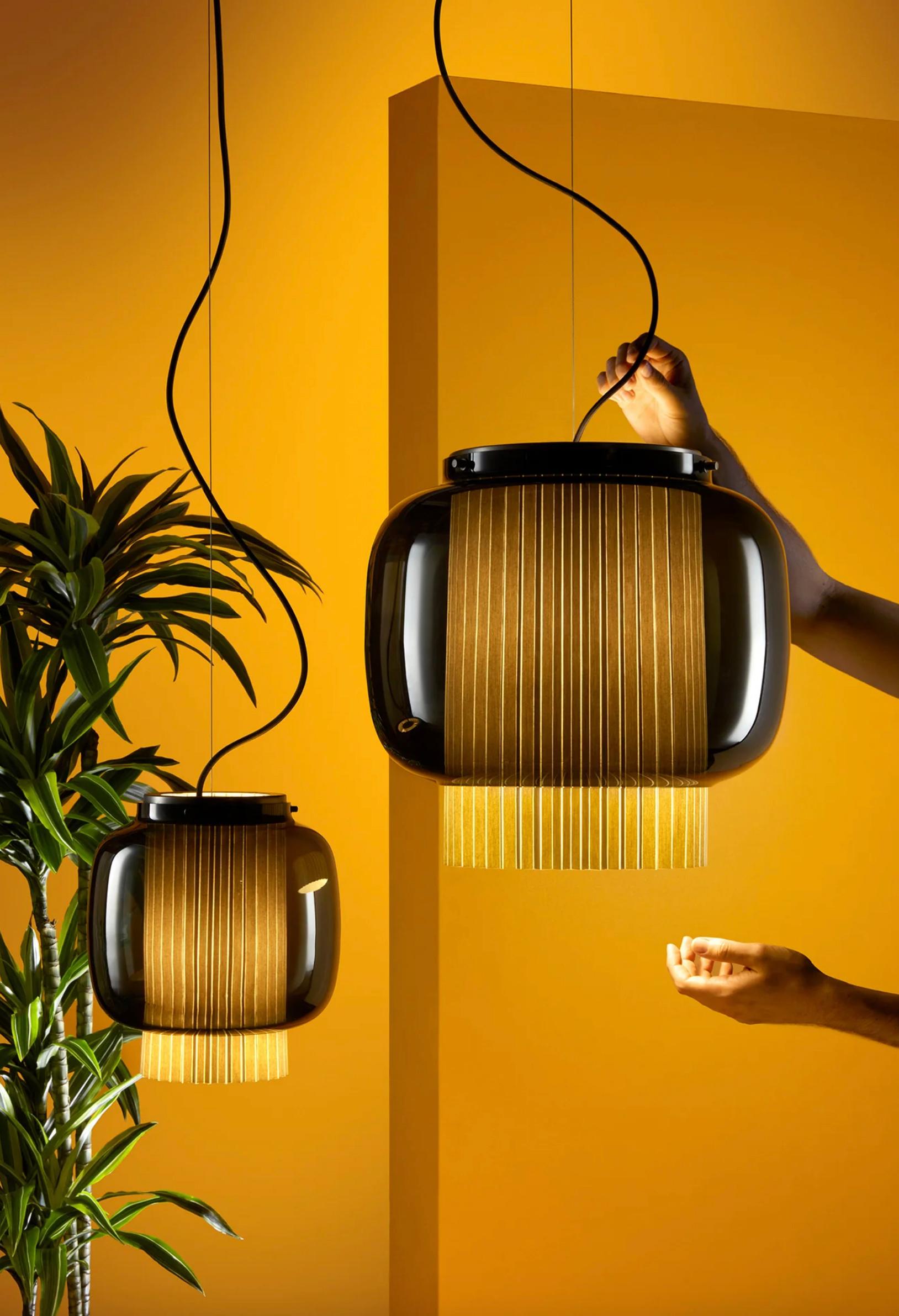 Sebastian Herkner Manila T Pe Beige Lampada a sospensione in tessuto per Parachilna in vendita 6