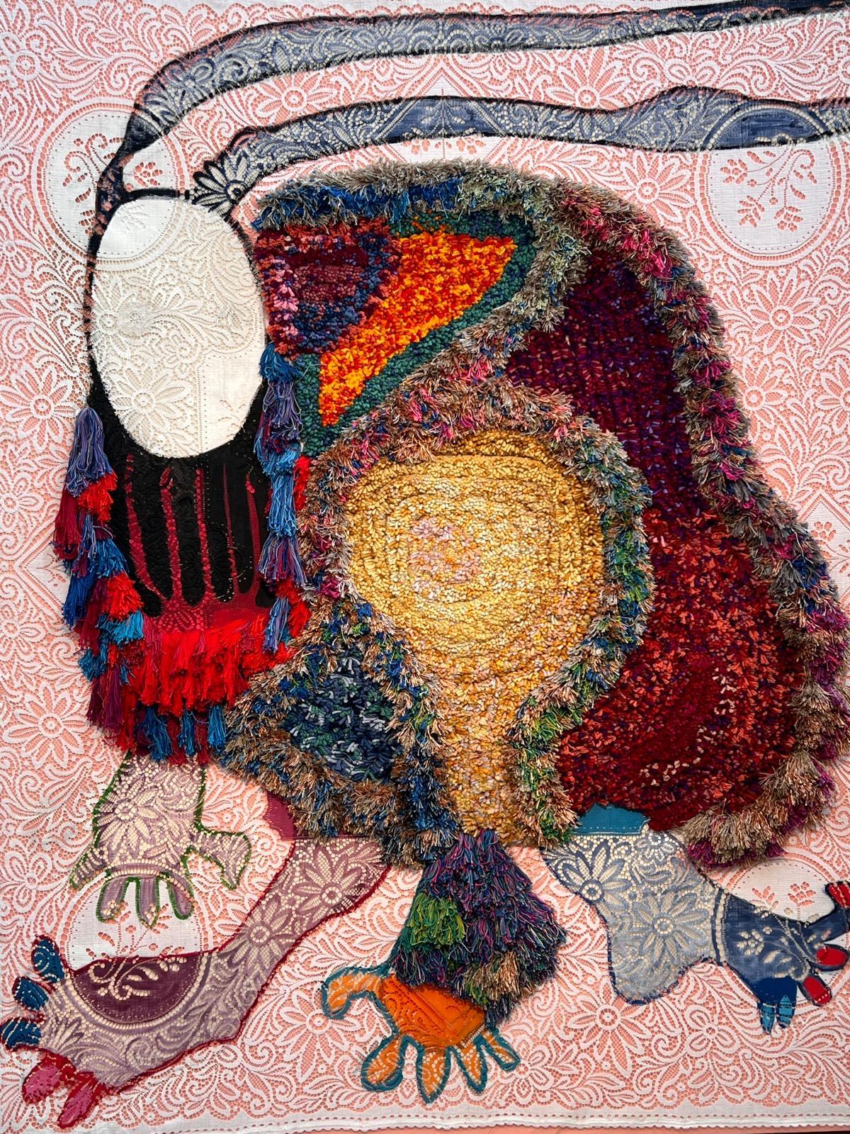 XXL mixed media (fabric, wool) artwork called 'The Monster' - Mixed Media Art by Sebastian Kulbaka