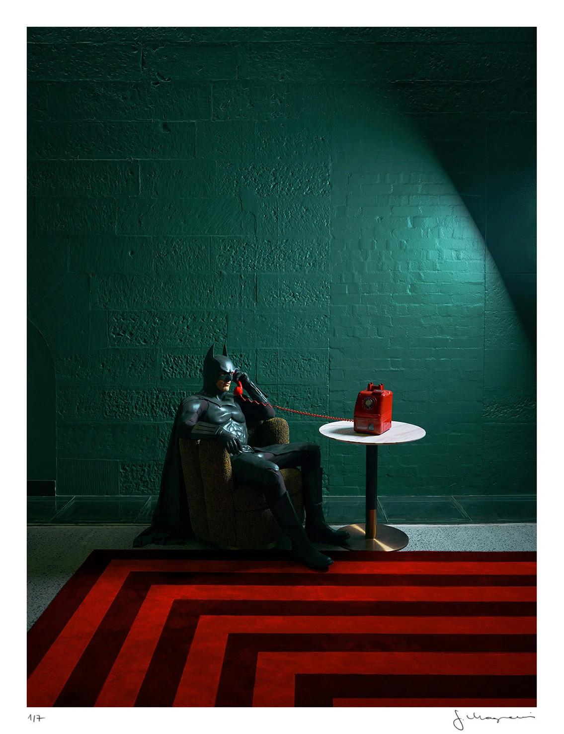 Available sizes:
27.5 x 35.4 in	70 x 90 cm      Archival Pigment Print  	Edition of 7
39.4 x 51.2 in	100 x 130 cm    Archival Pigment Print	Edition of 5
51.2 x 67 in	130 x 170 cm  Archival Pigment Print     Edition of 3

Calling The World, Batman