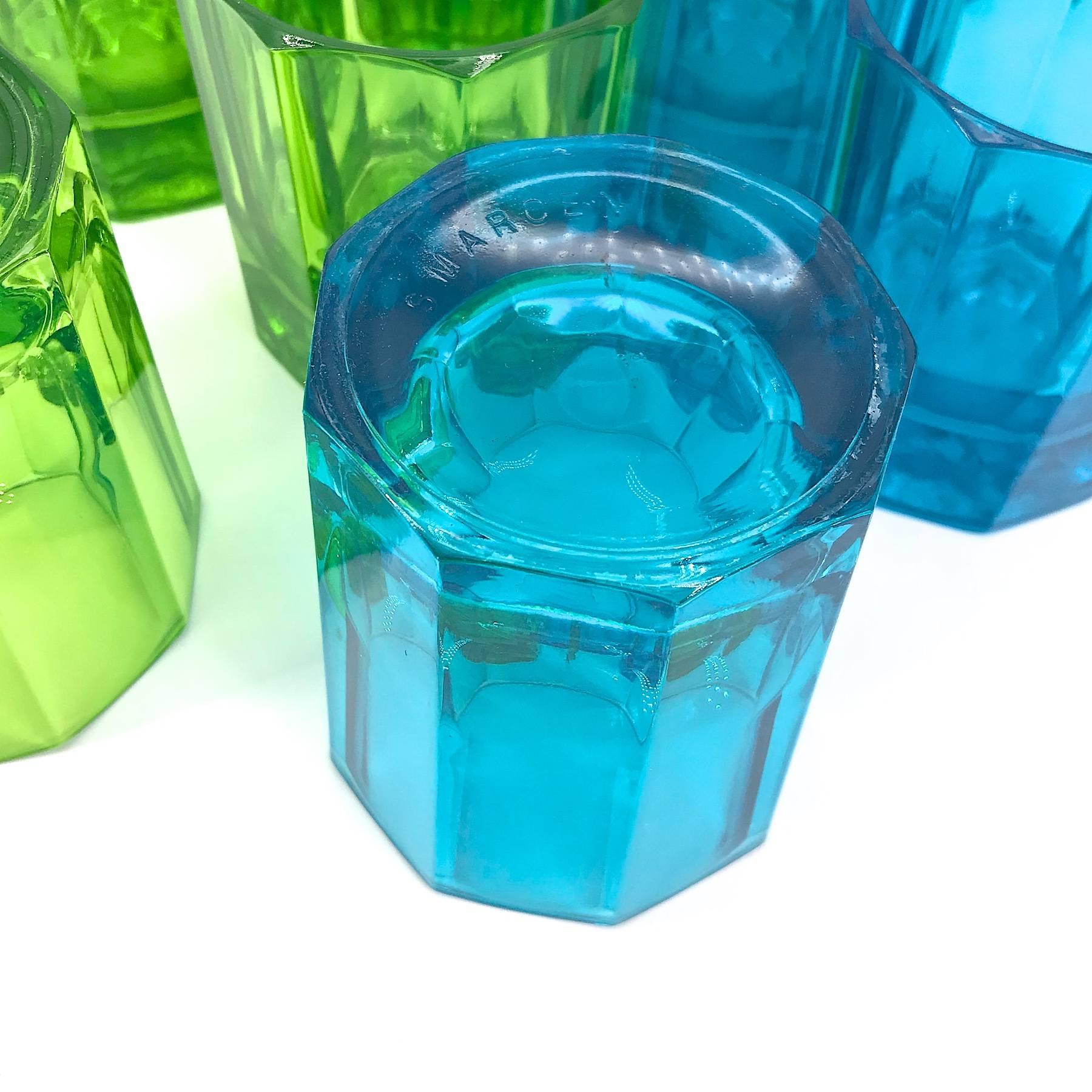 Sebastian Marcen Facettierte farbige Glas Highball Whiskey Gläser Becher:: 11 (Ende des 20. Jahrhunderts)