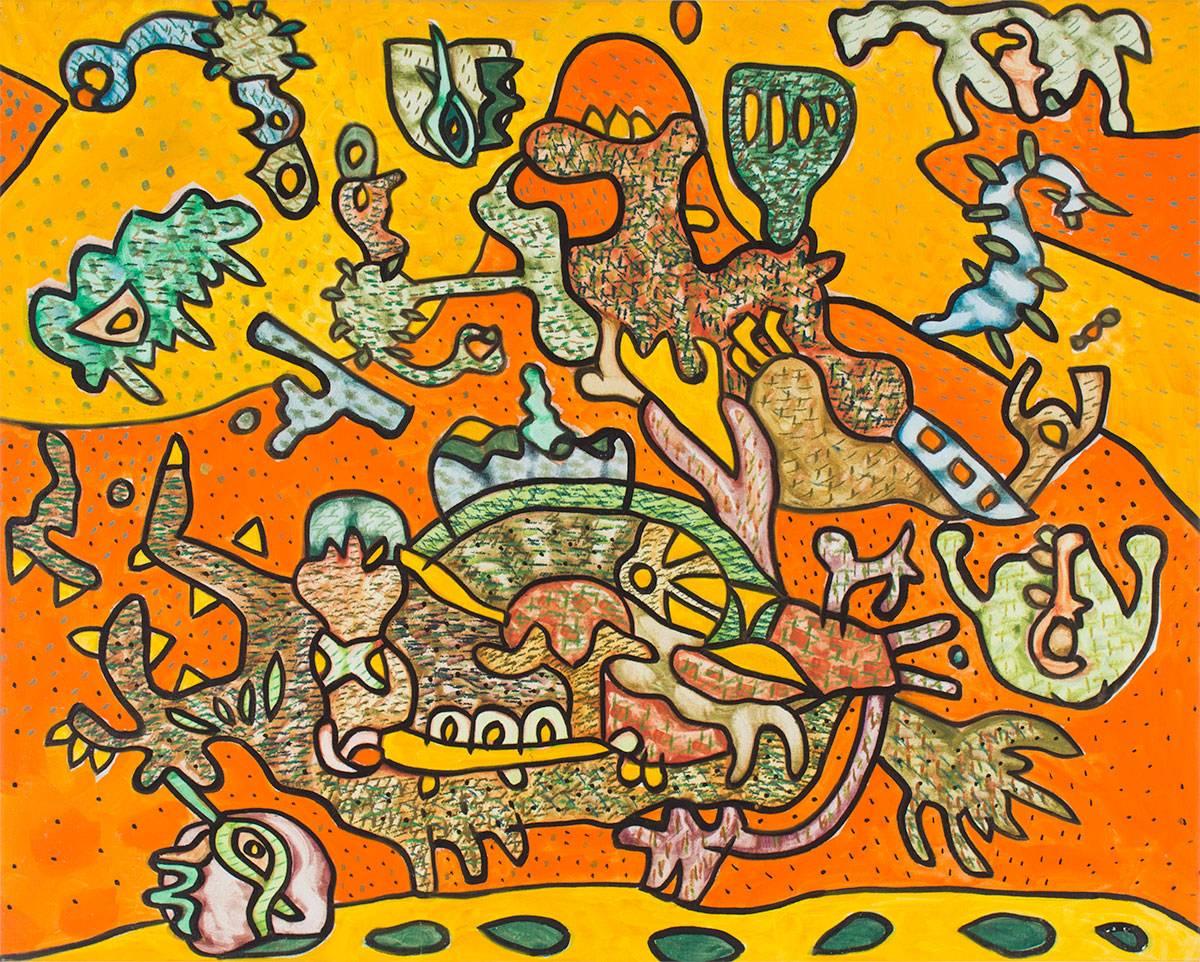 Rare "Batan" John Sebastian Matta Clark Abstract Surrealist Oil Painting 1970s