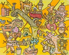 Indian Summer, Abstract Surrealist Oil Painting 1970s