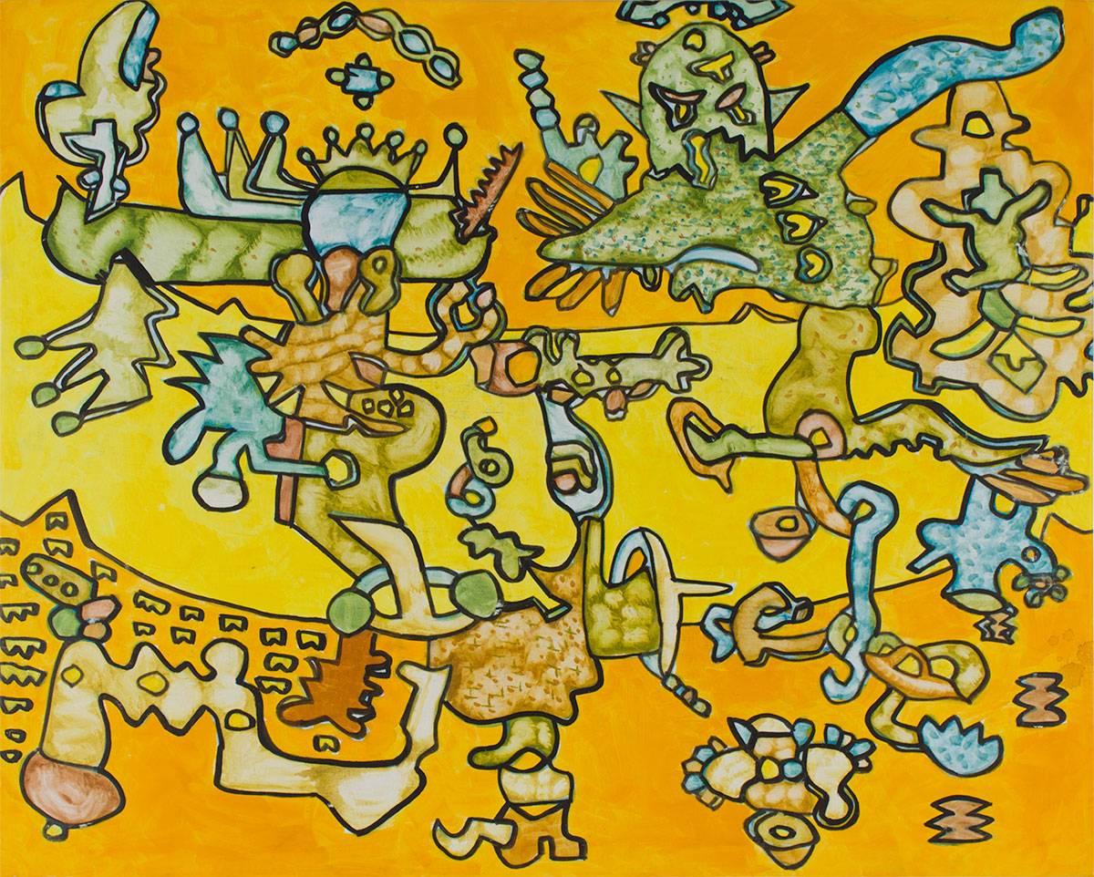 Abstraktes surrealistisches Ölgemälde mit gewonnenen Sternen, 1970er Jahre (Surrealismus), Painting, von Sebastian 