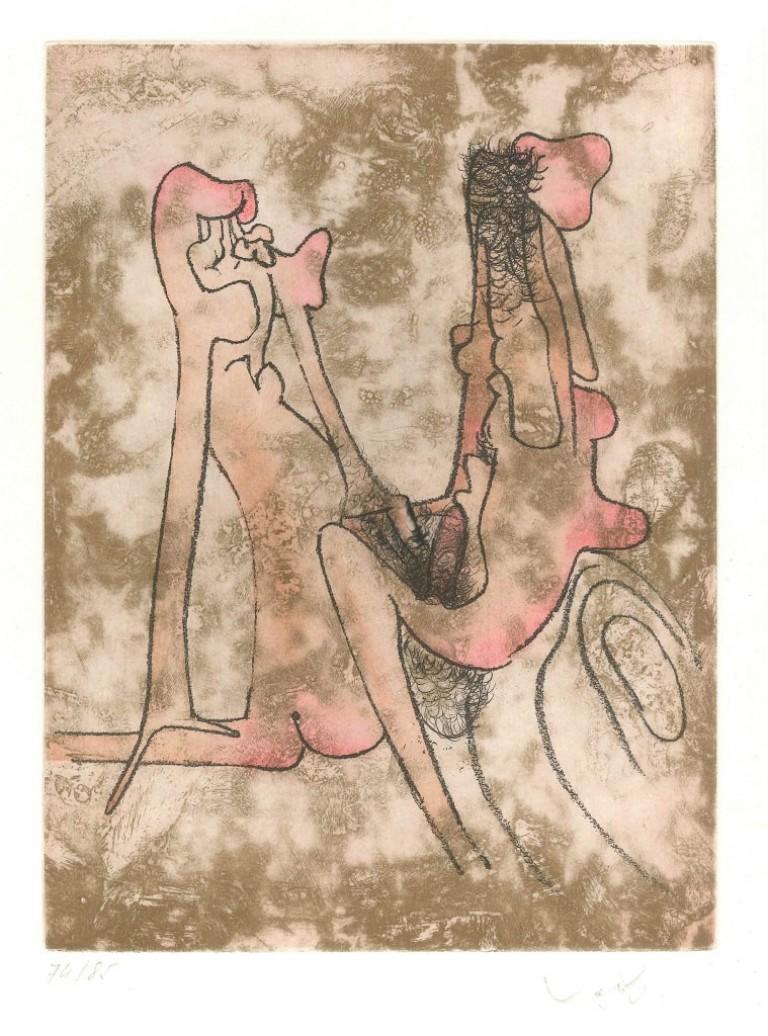 Sebastian Matta Nude Print - Untitled Plate 4 from Paroles Peintes Suite - 1970s - Sebastián Matta