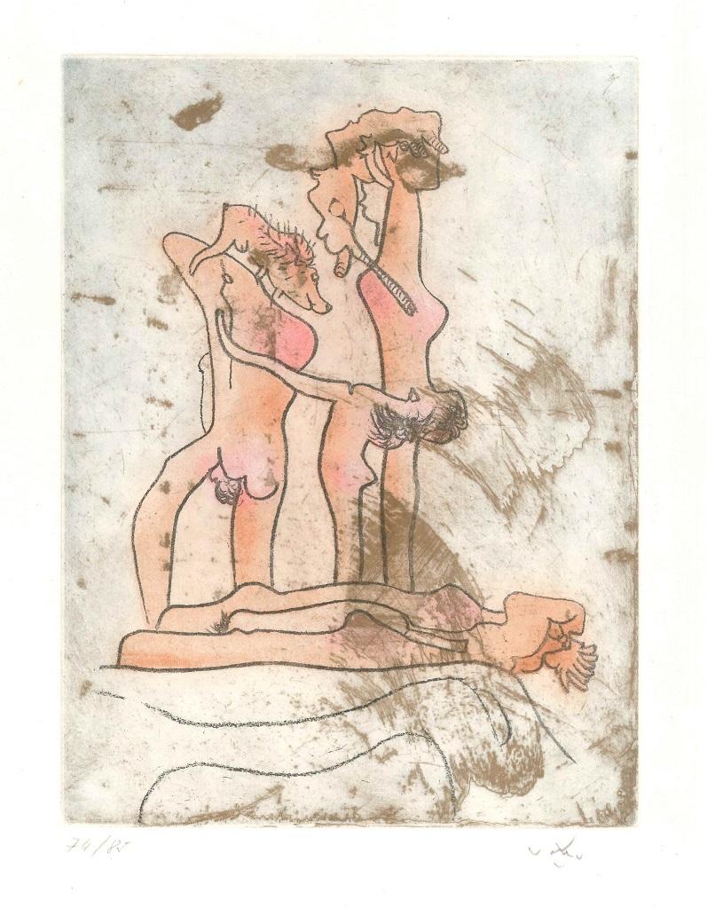 Nude Print Sebastian Matta - Assiette 8 sans titre de la suite Paroles Peintes - 1970 - Sebastin Matta