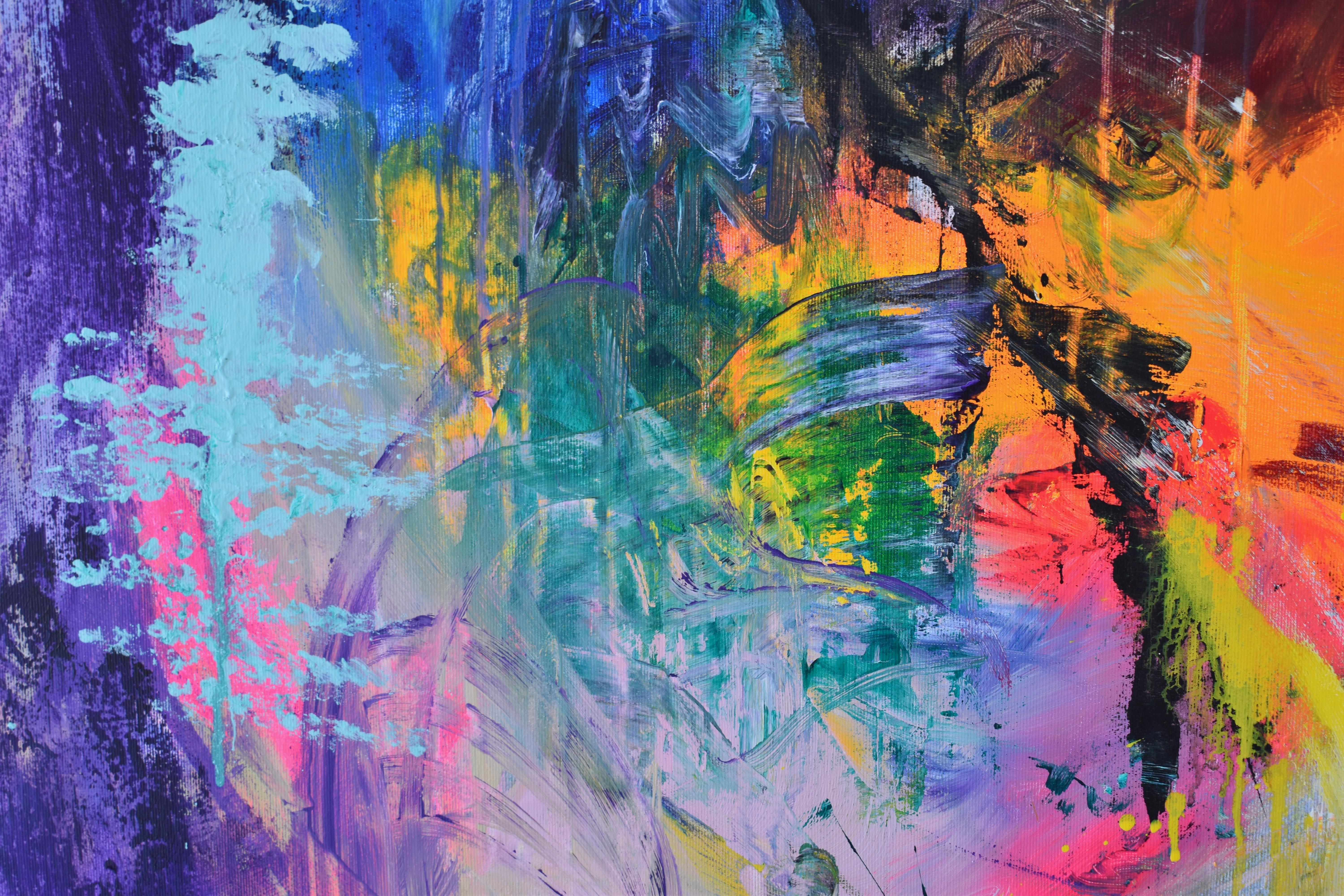 Communication, peinture, acrylique sur toile - Gris Abstract Painting par Sebastian Merk