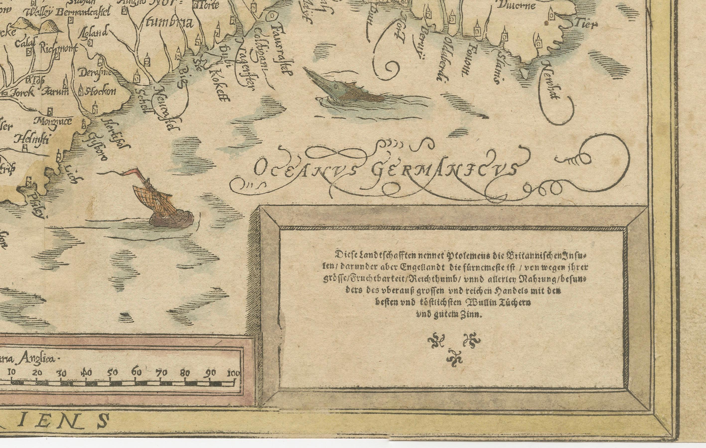 XVIIIe siècle et antérieur Carte des îles britanniques du XVIe siècle de Sebastian Münster, vers 1590 en vente