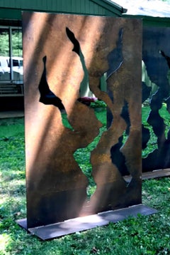 Industrial Outdoor Sculpture Rustic Patina Metal Yard Garden Contemporary Art