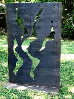 Industrial Outdoor Sculpture Rustic Patina Metal Yard Garden Contemporary Art