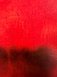Distant Horizons 30 X 30 Tiefrotes Ölgemälde auf Leinwand