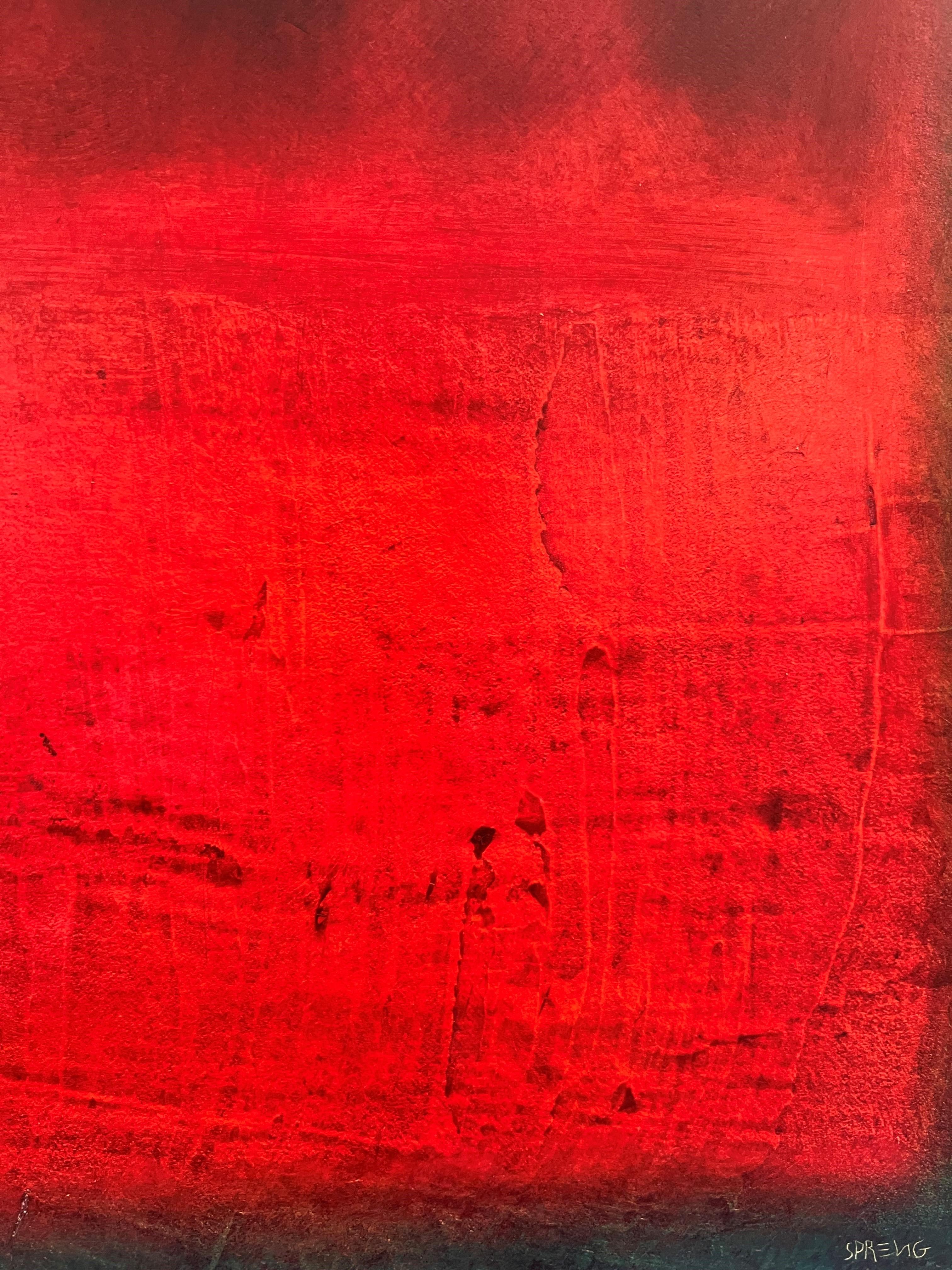 Orizzonti lontani 30 X 30 Rosso intenso Olio su tela - Painting Espressionismo astratto di Sebastian Spreng