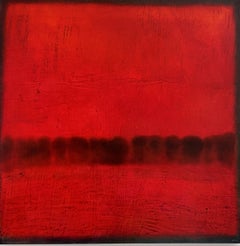 Distant Horizons 30 X 30 Deep Red Oil on Canvas