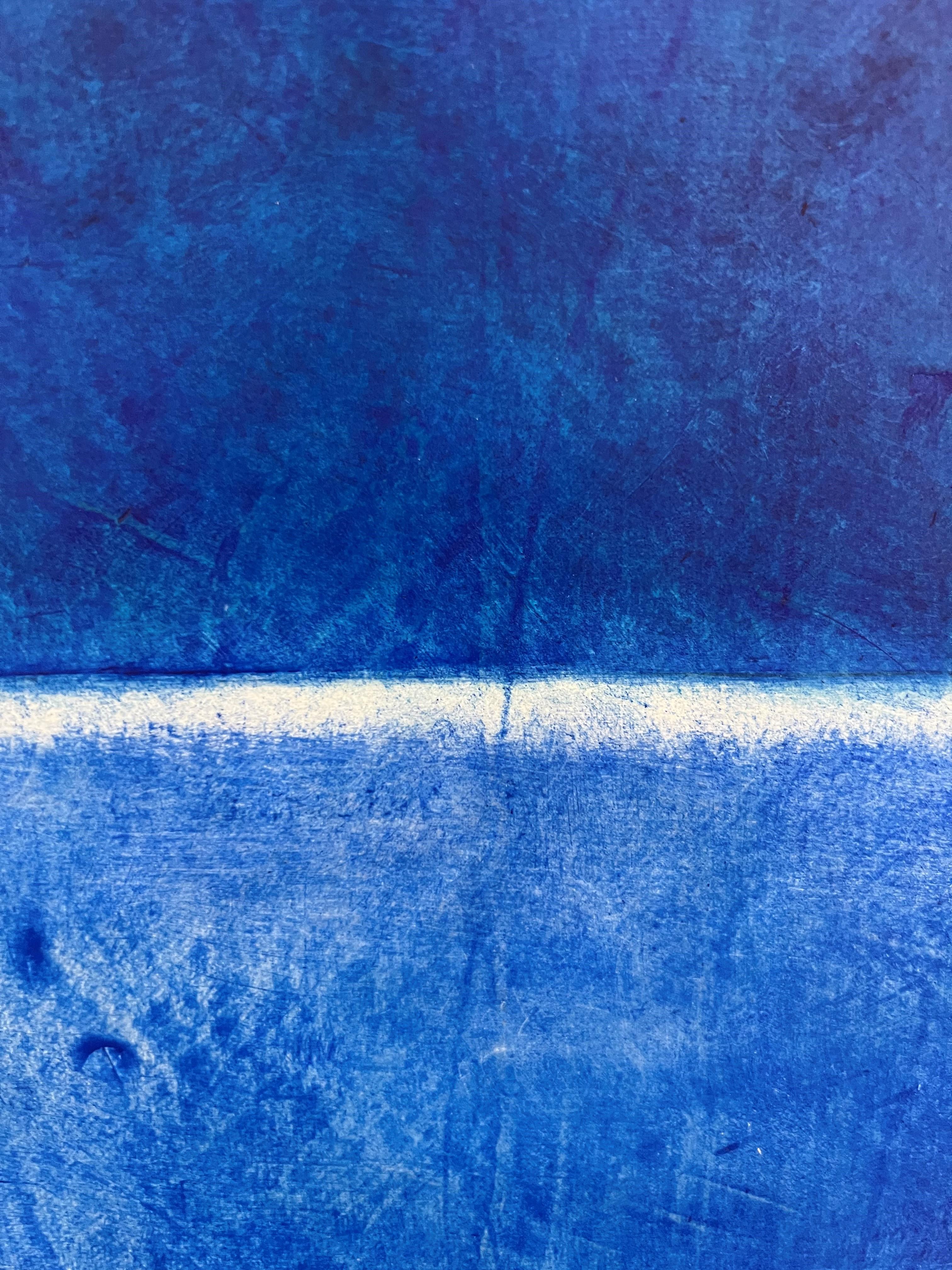 Distant Lights 30 X 30 Tiefes Blau, Öl auf Leinwand – Painting von Sebastian Spreng