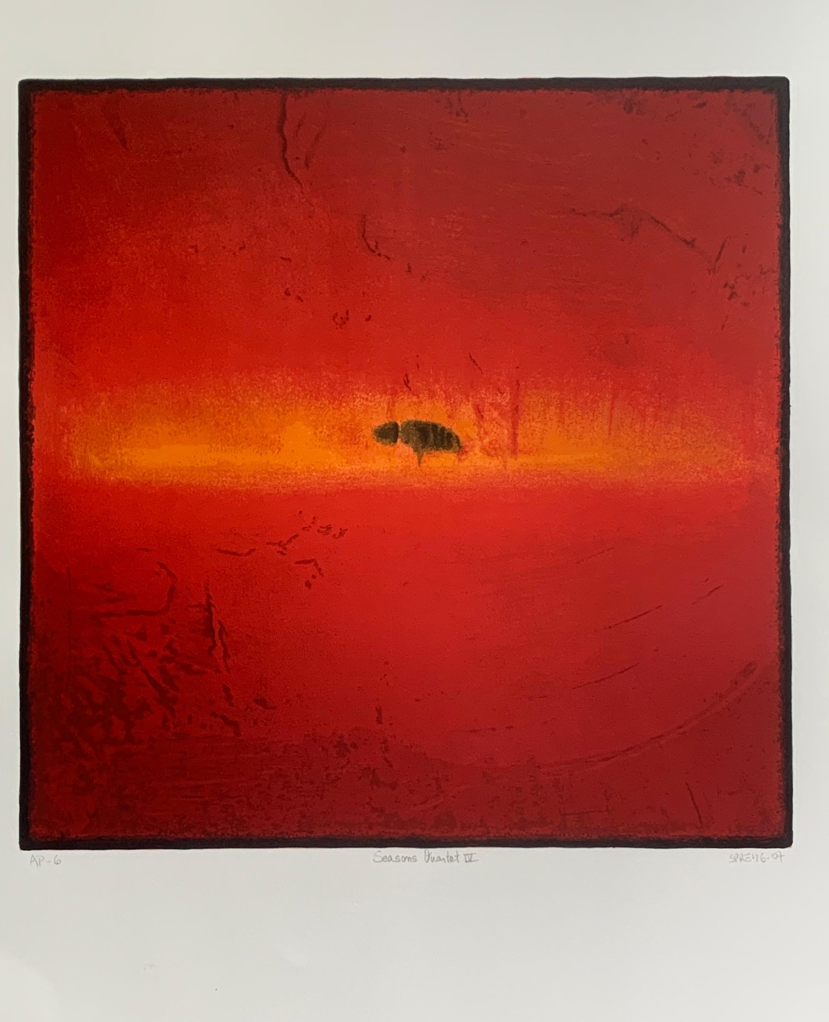 Sebastian Spreng Landscape Print - Seasons Quartet IV  Red Lithograph AP 6