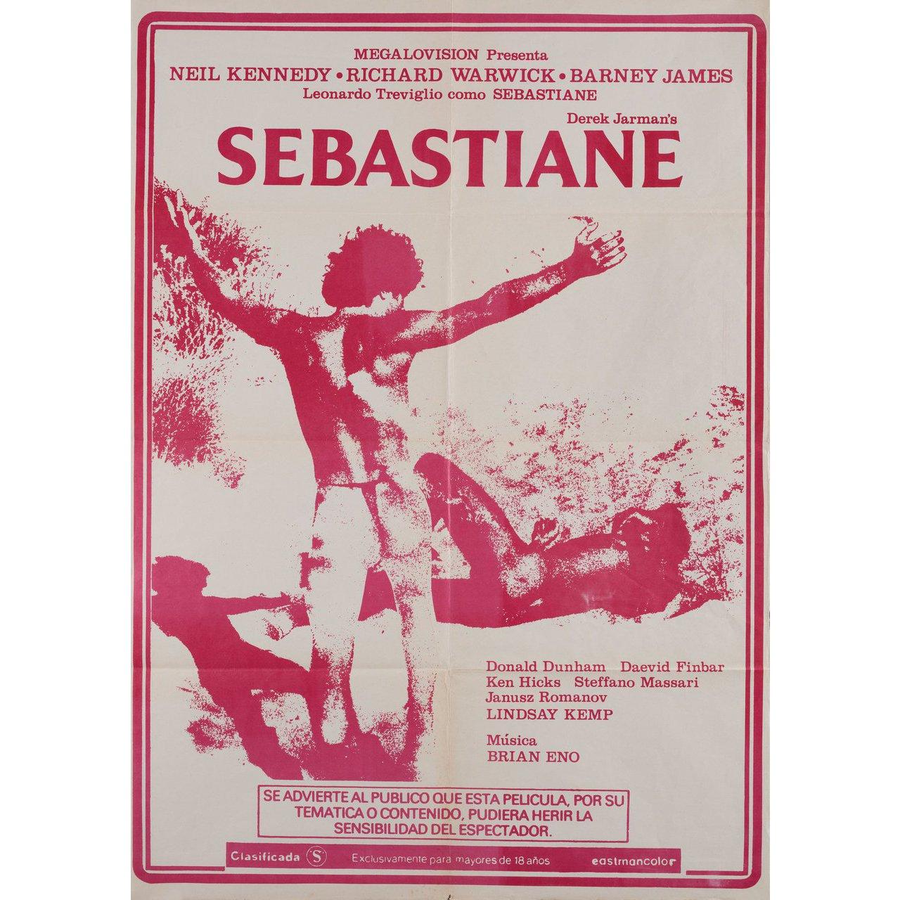 Original 1976 Spanish A1 poster for the film Sebastiane directed by Paul Humfress / Derek Jarman with Barney James / Neil Kennedy / Leonardo Treviglio / Richard Warwick. Very Good-Fine condition, folded. Many original posters were issued folded or