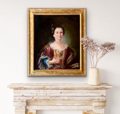 18th century Italian Baroque Portrait painting of a lady - fur pearls Venice