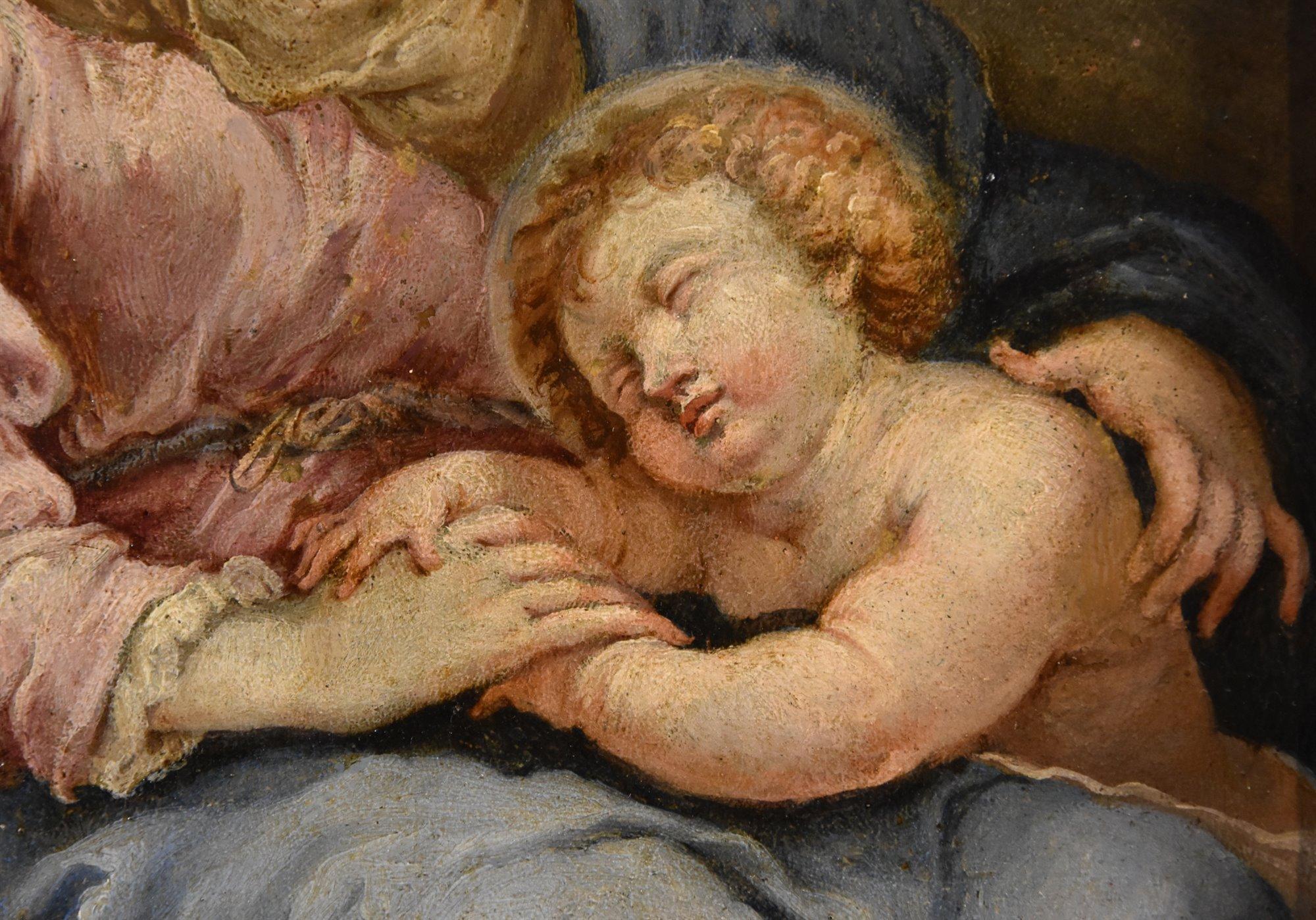 Madonna Child Conca 17/18th Century Paint Oil on copper Old master Roman school For Sale 3
