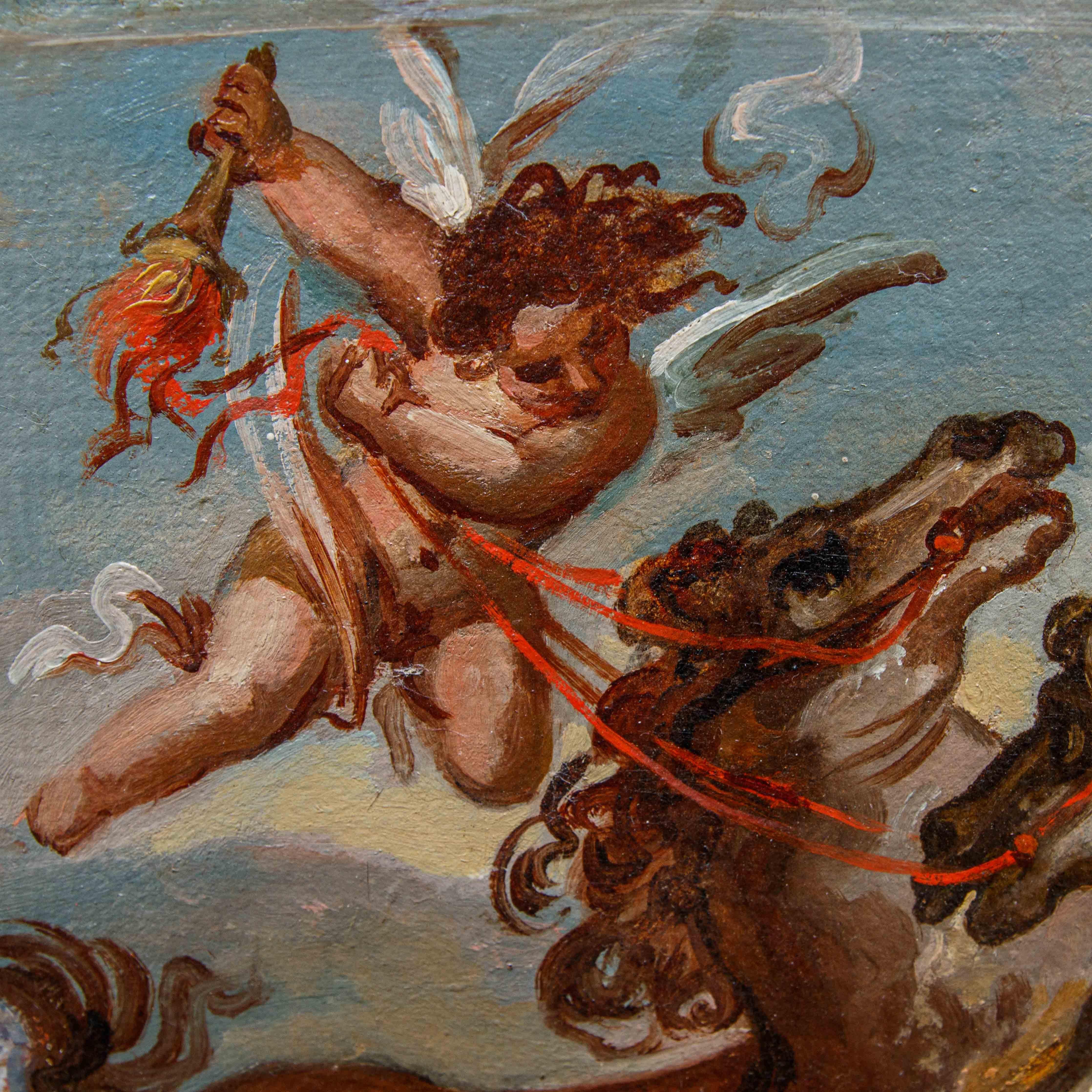 Scène mythologique Huile sur papier appliquée sur toile cercle de S. Ricci en vente 8