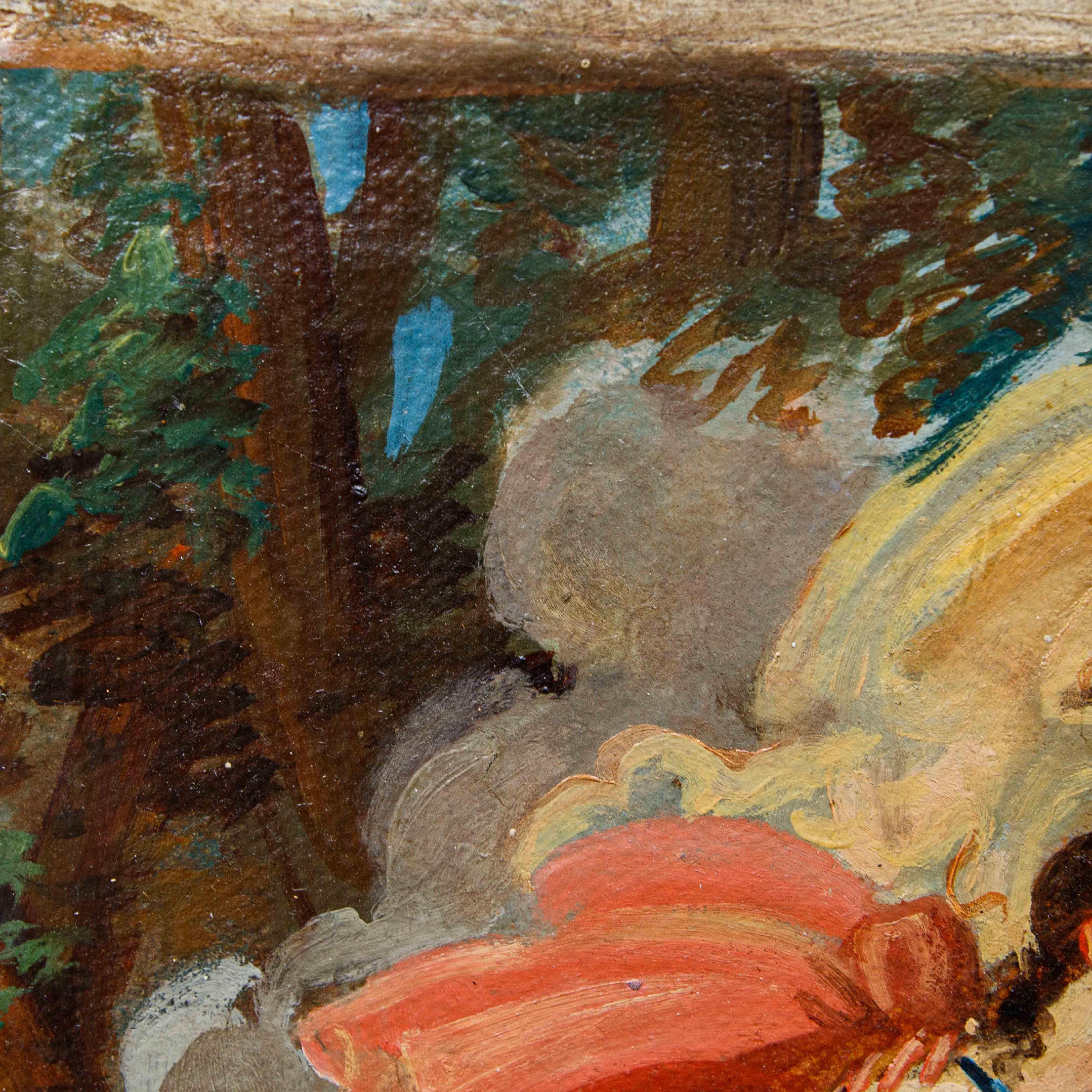 Scène mythologique Huile sur papier appliquée sur toile cercle de S. Ricci en vente 9