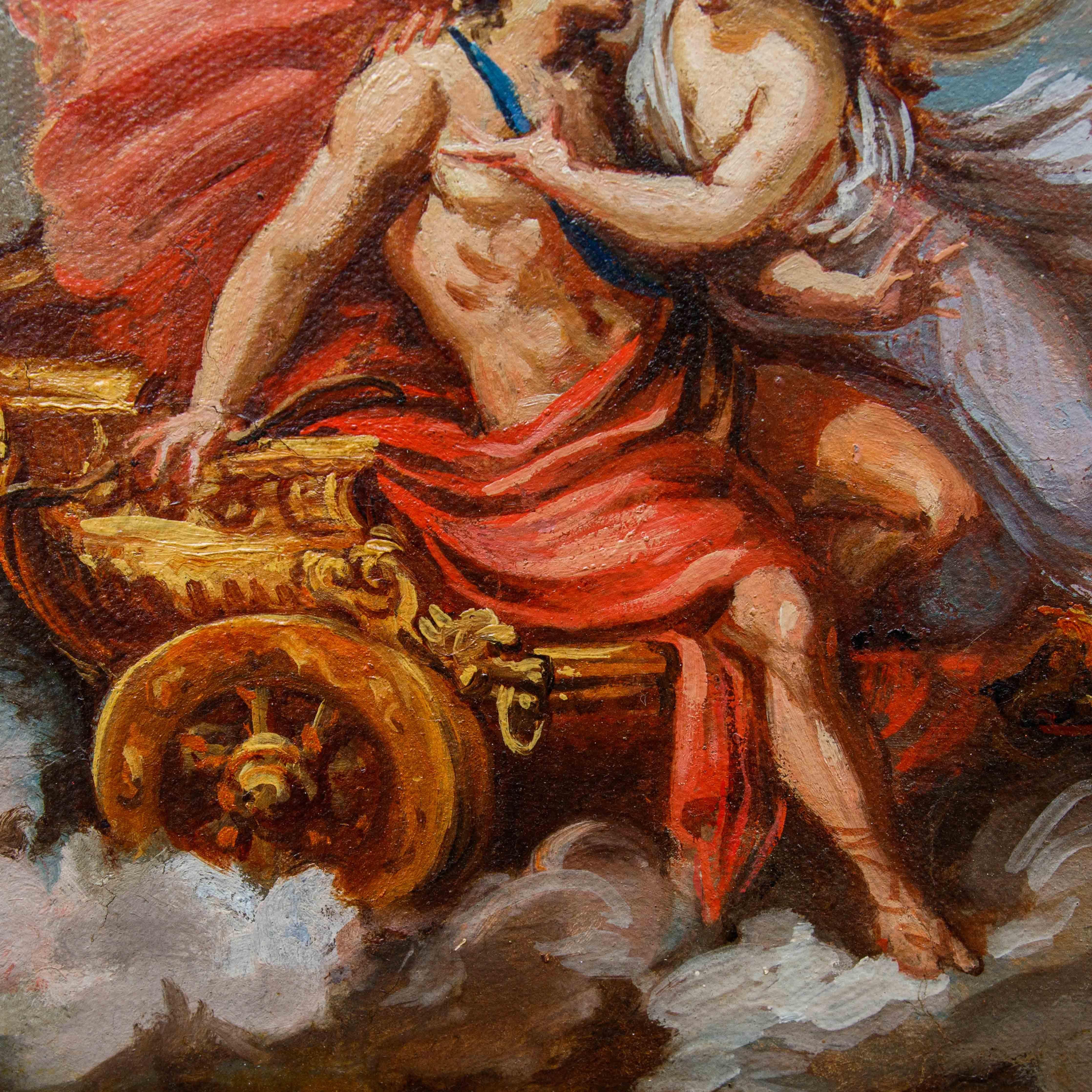 Scène mythologique Huile sur papier appliquée sur toile cercle de S. Ricci en vente 10
