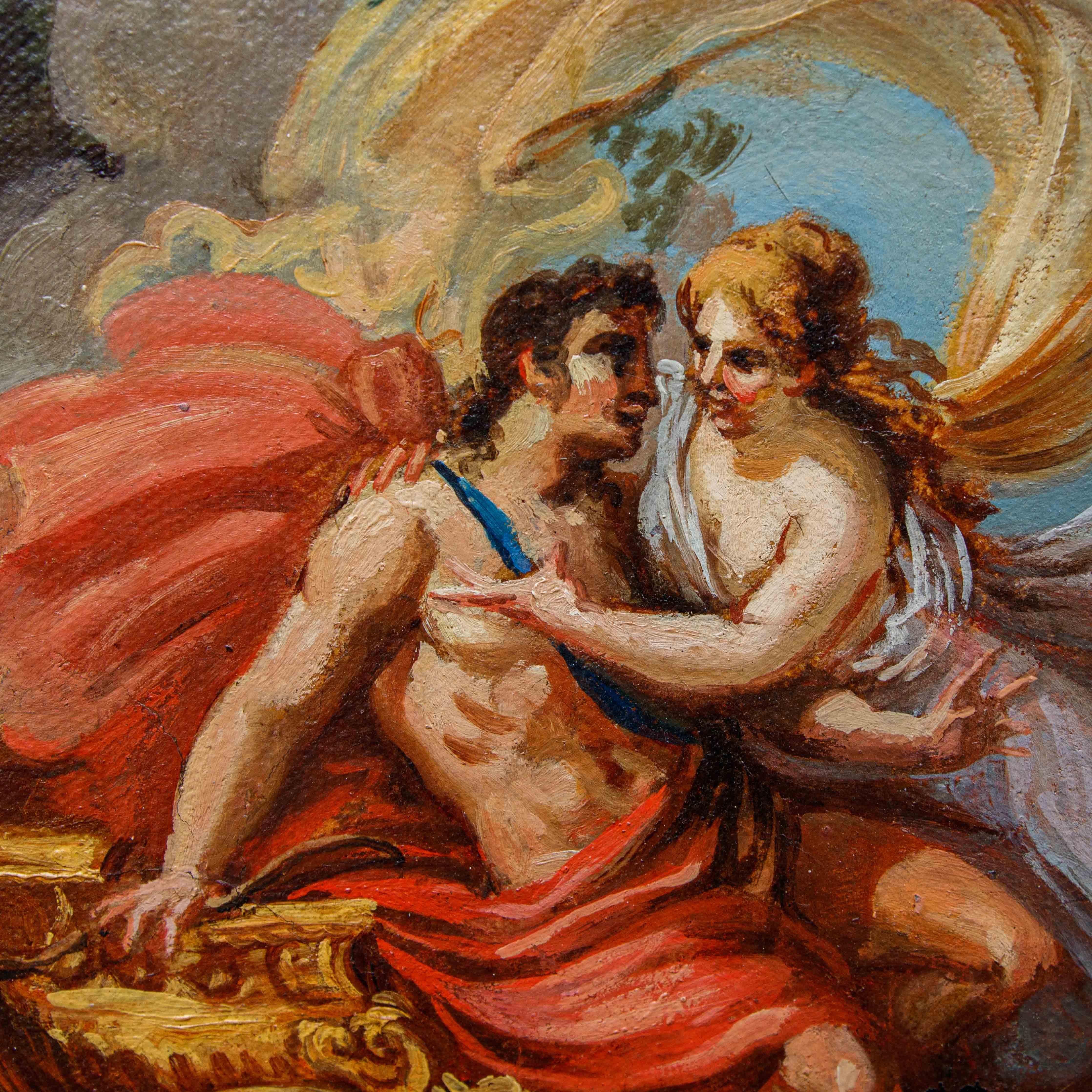 Scène mythologique Huile sur papier appliquée sur toile cercle de S. Ricci en vente 11