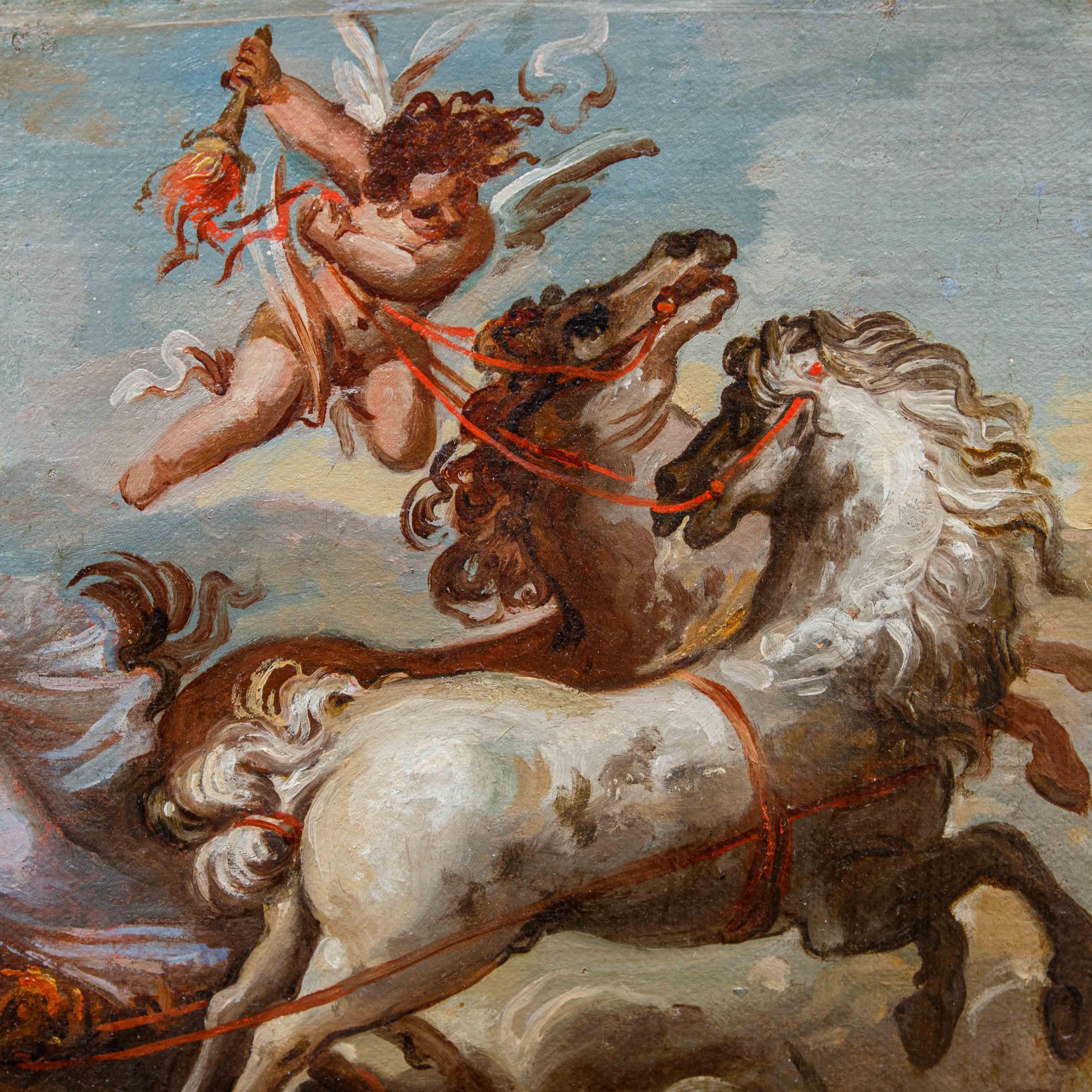 Scène mythologique Huile sur papier appliquée sur toile cercle de S. Ricci en vente 13
