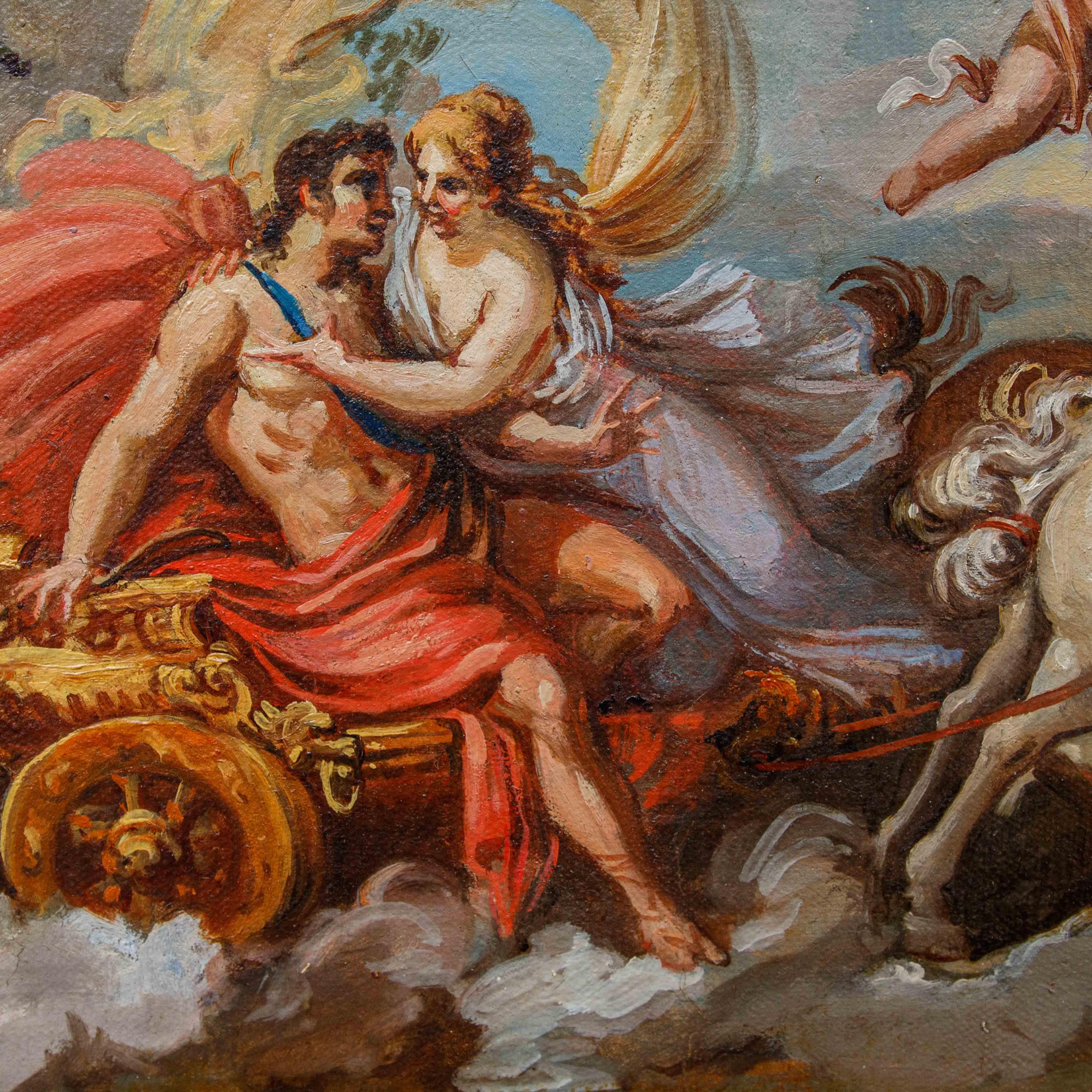 Cerchia di Sebastiano Ricci (Belluno, 1659 - Venise, 1734)

Scène mythologique avec triomphe

Huile sur papier appliquée sur toile, 30 x 42

Encadré, 40 x 53 cm

Sebastiano Ricci est né à Belluno en 1659 et s'est ensuite installé à Venise, où il a