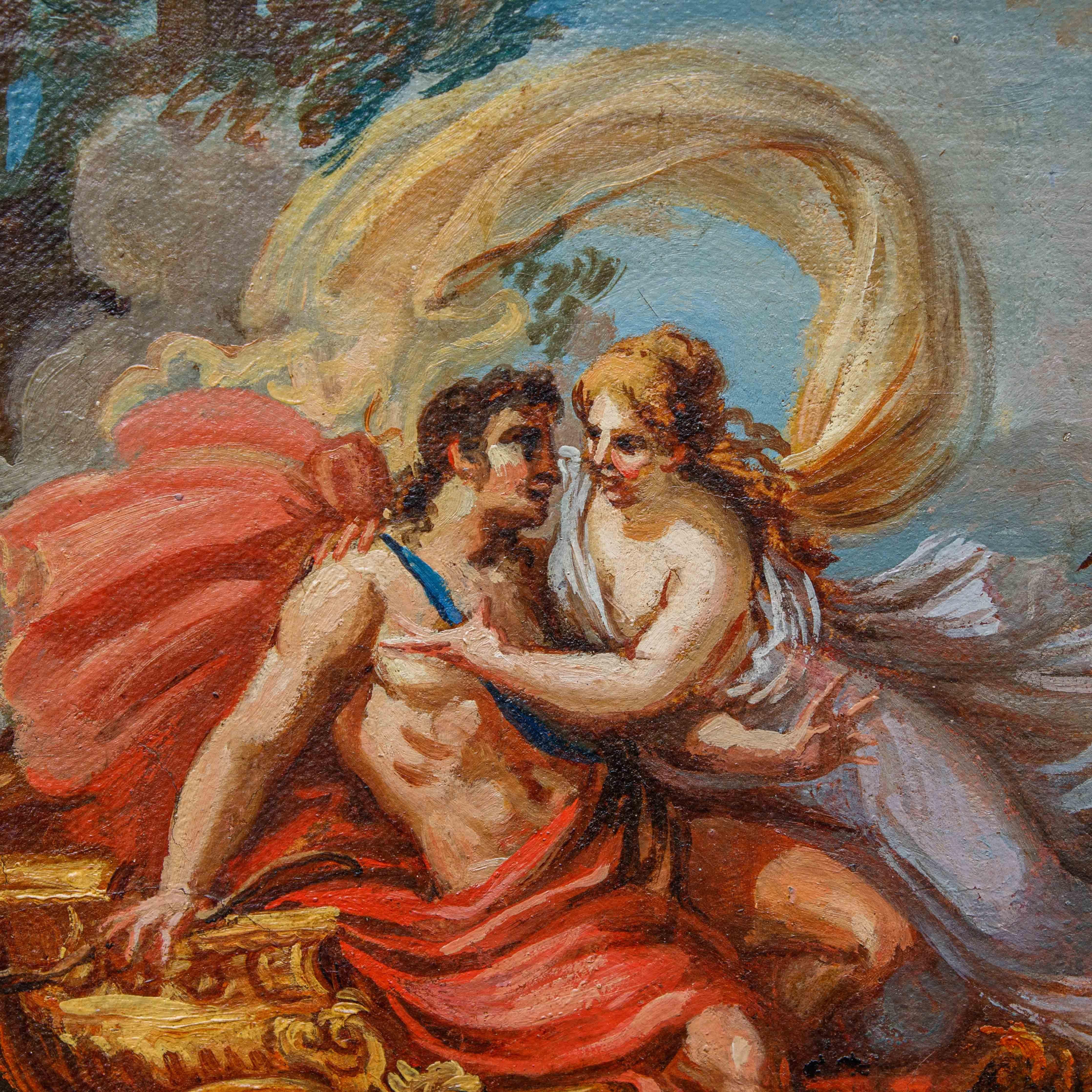 Scène mythologique Huile sur papier appliquée sur toile cercle de S. Ricci en vente 2