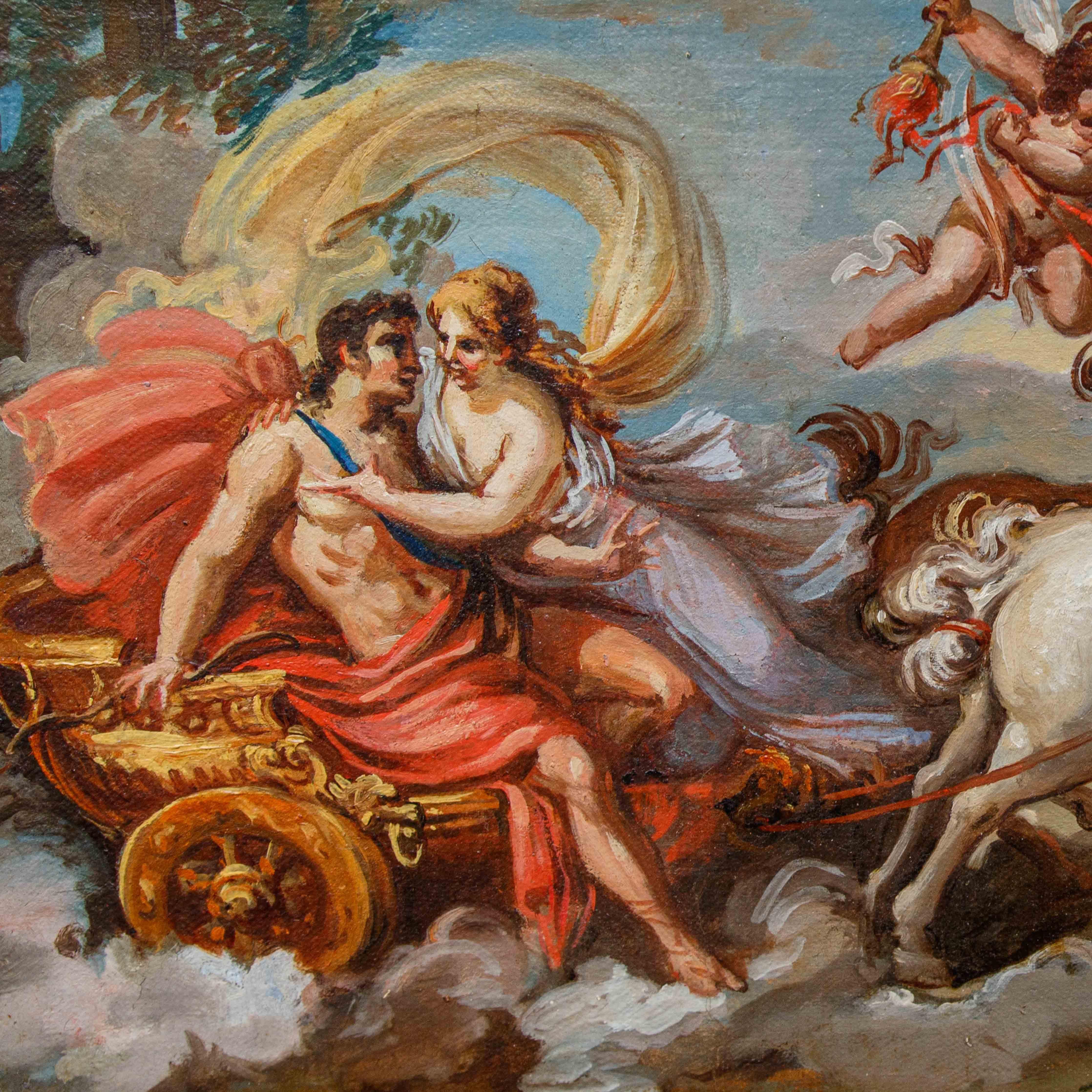 Scène mythologique Huile sur papier appliquée sur toile cercle de S. Ricci en vente 4