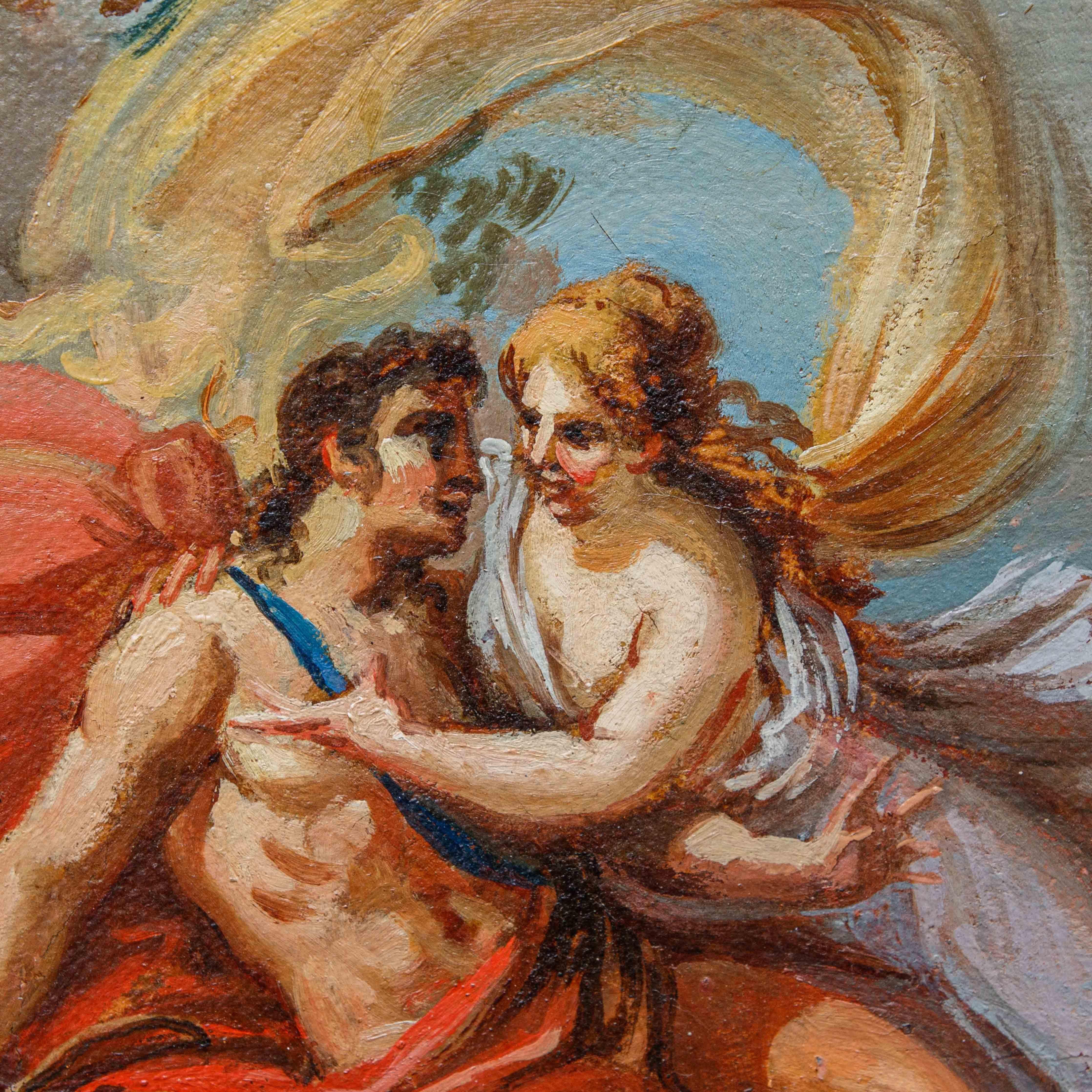 Scène mythologique Huile sur papier appliquée sur toile cercle de S. Ricci en vente 5