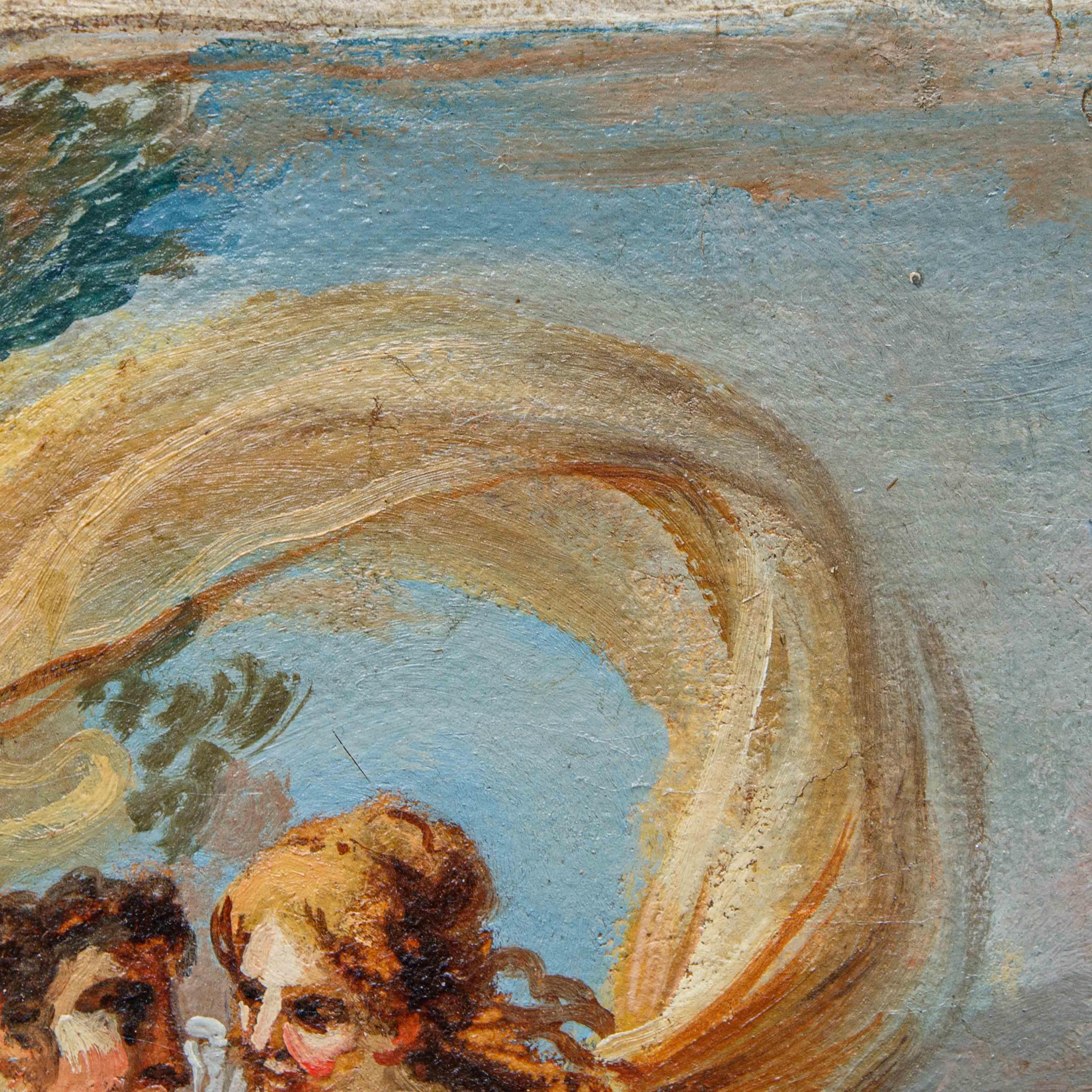 Scène mythologique Huile sur papier appliquée sur toile cercle de S. Ricci en vente 6