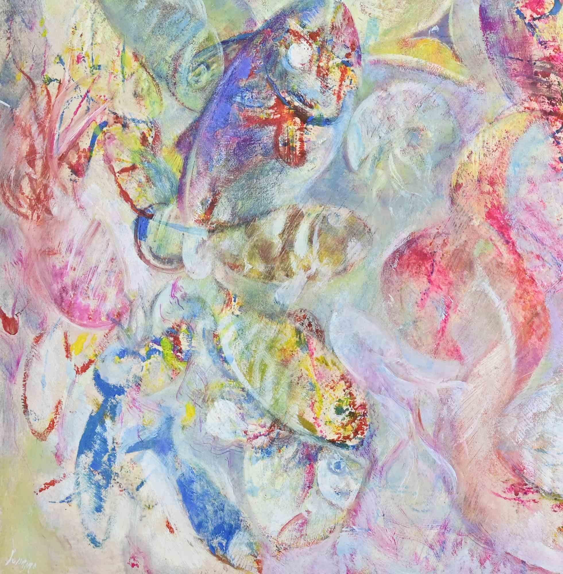 Fische - Ölgemälde von Sebastiano Sanguigni - 2000s im Angebot 2