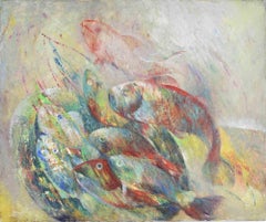 Fische - Ölgemälde von Sebastiano Sanguigni - 2000s