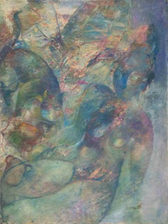 Nudo con gatto - Pittura ad olio di Sebastiano Sanguigni - Anni 2000
